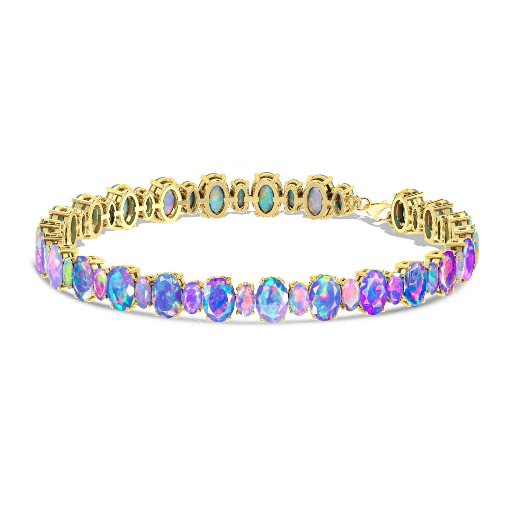 Black Fire Opal Oval Shape Gemstone Bracelet - Image 8
