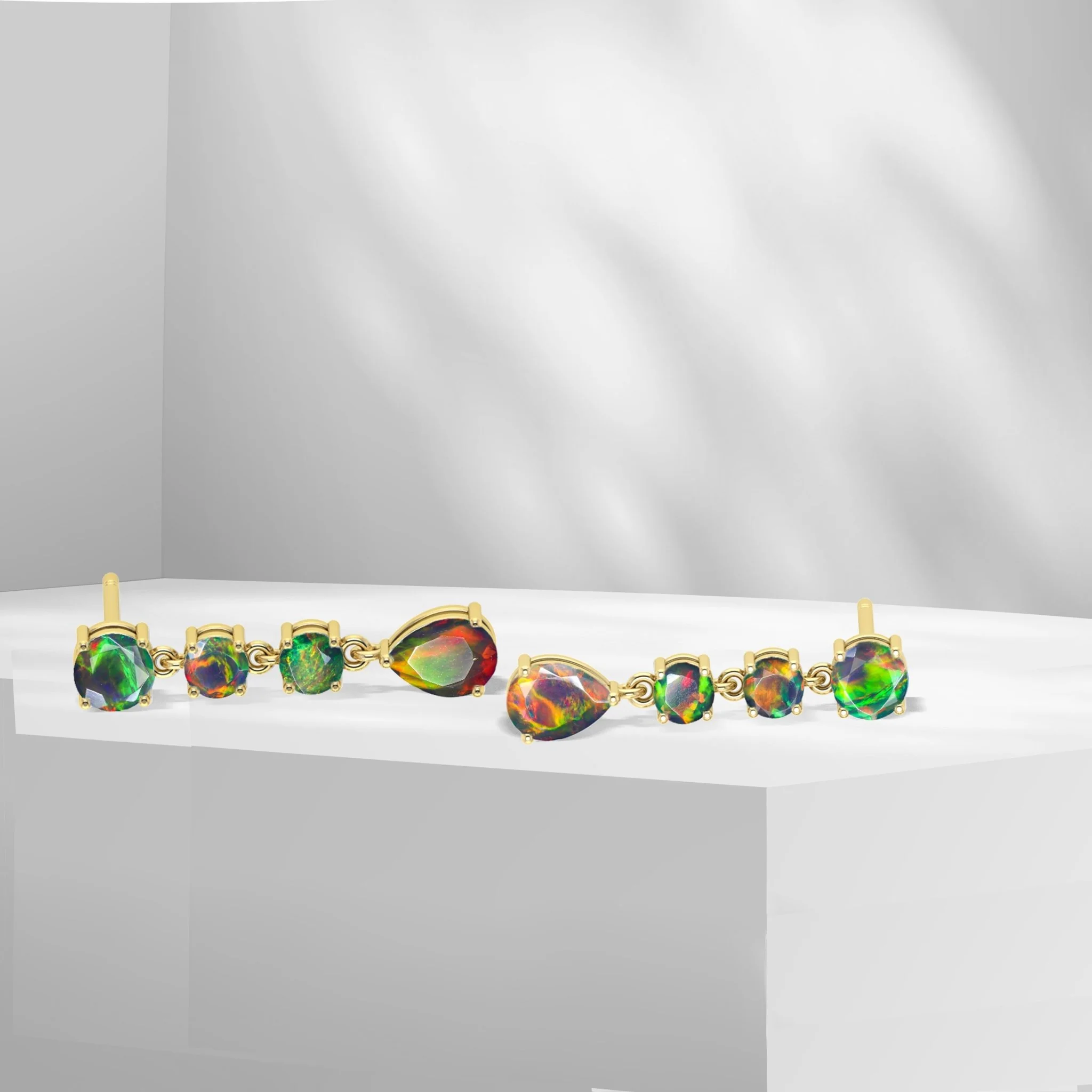 Black Fire Opal Stone Stud Earring - Image 3