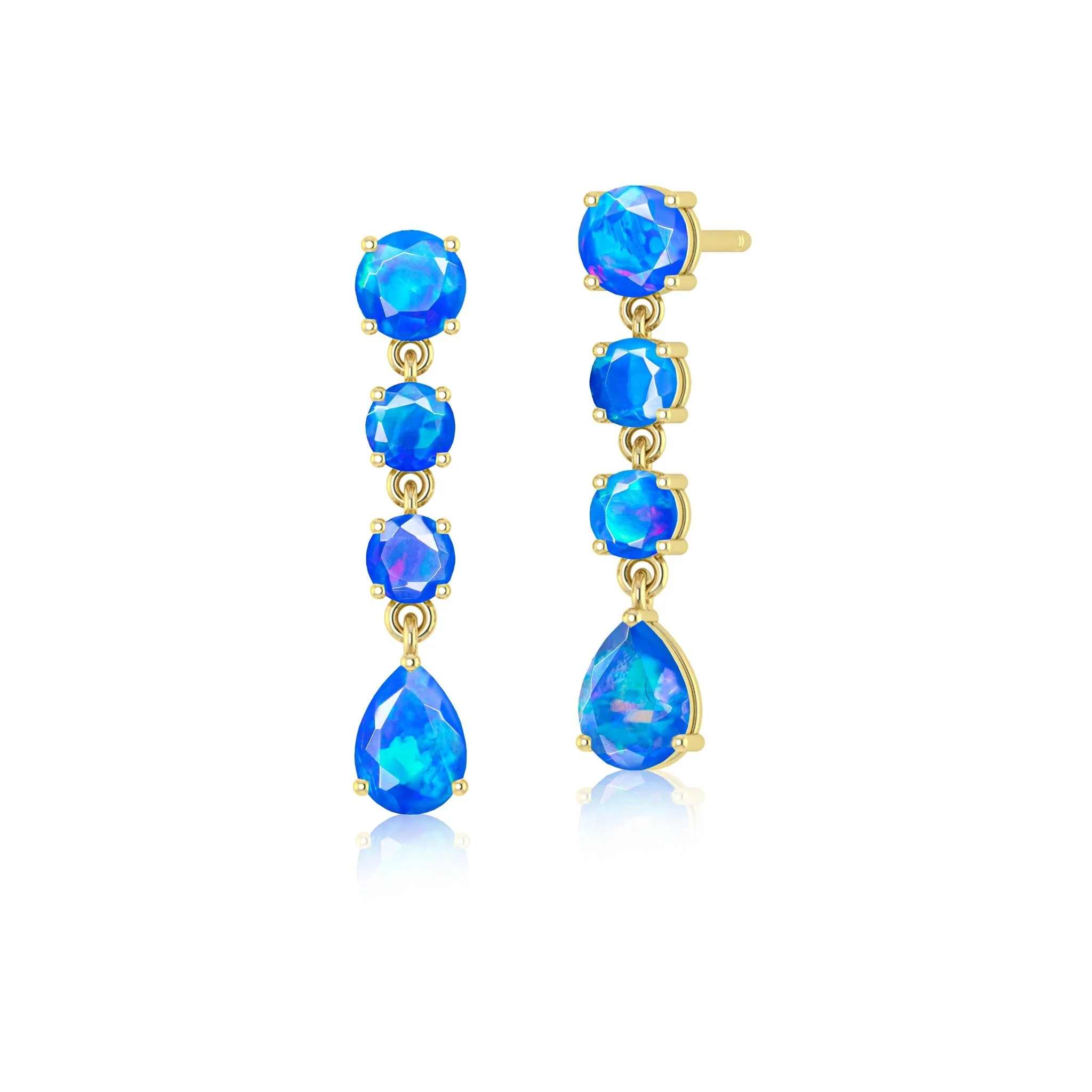 Black Fire Opal Stone Stud Earring - Image 8