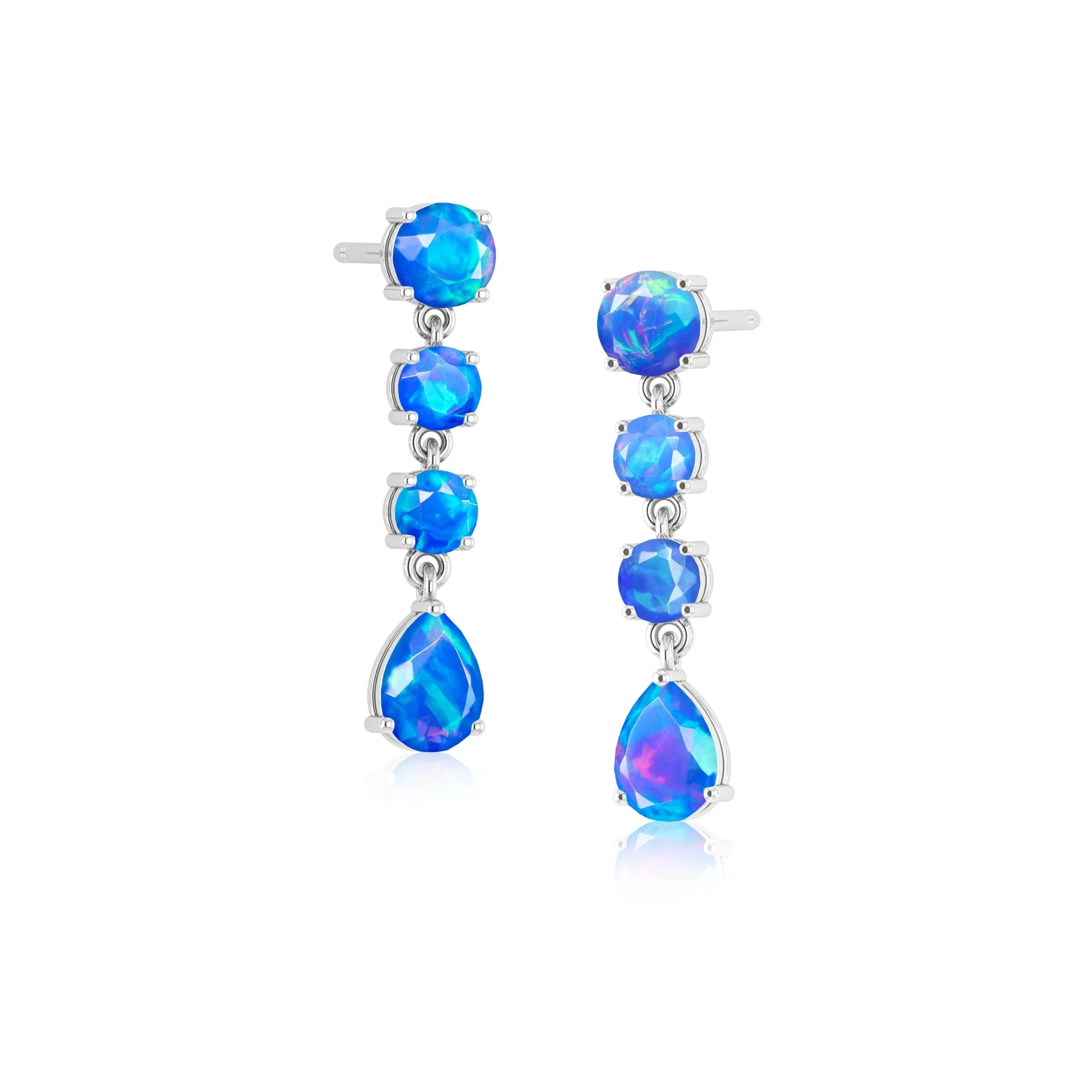 Black Fire Opal Stone Stud Earring - Image 9