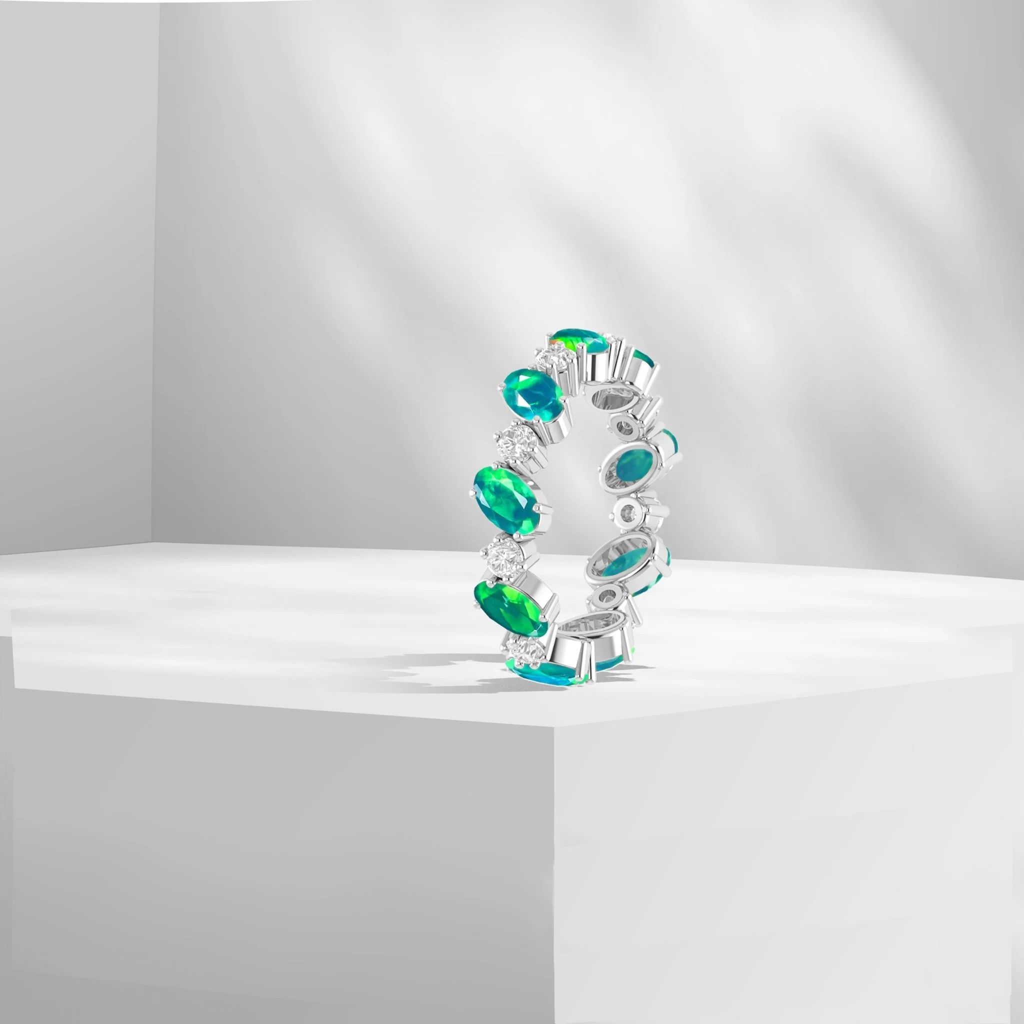 Black Fire Oval Faceted Opal Ring for Women - Image 5