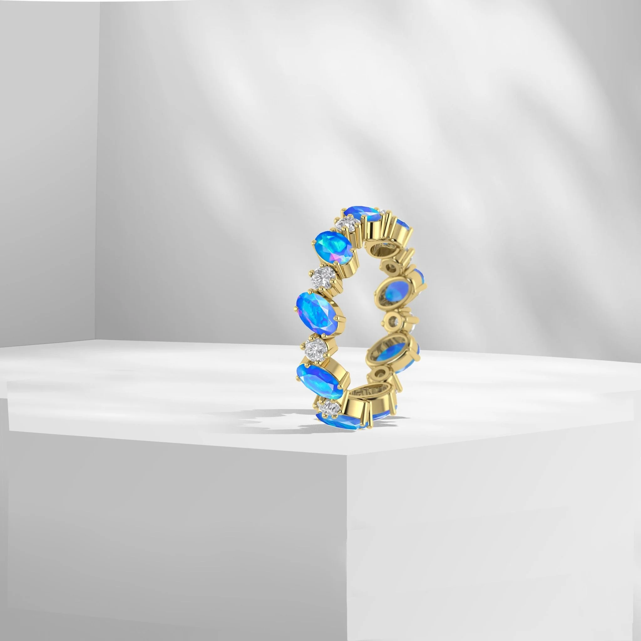 Black Fire Oval Faceted Opal Ring for Women - Image 7