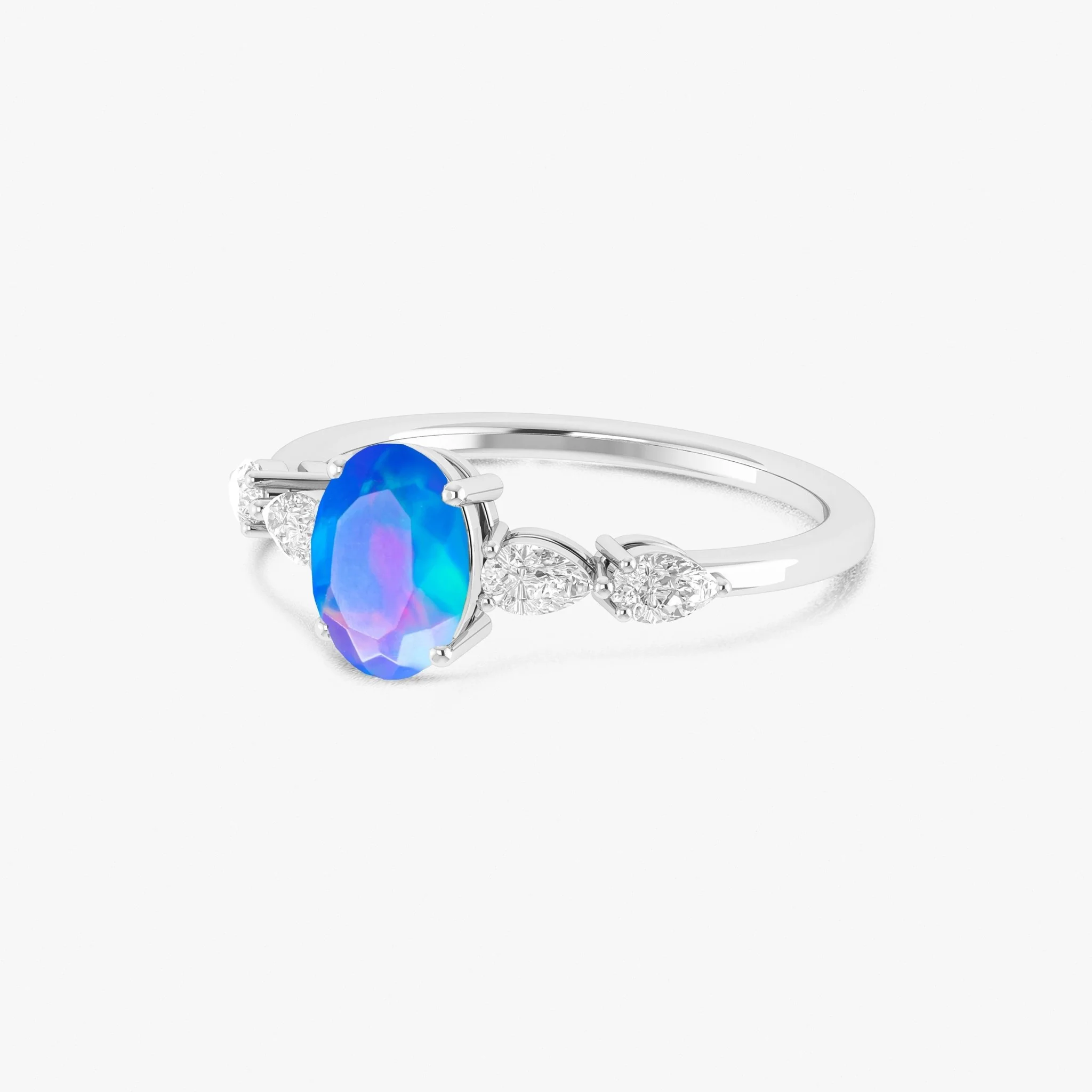 White Genuine Opal Silver Ring for Women - Image 5