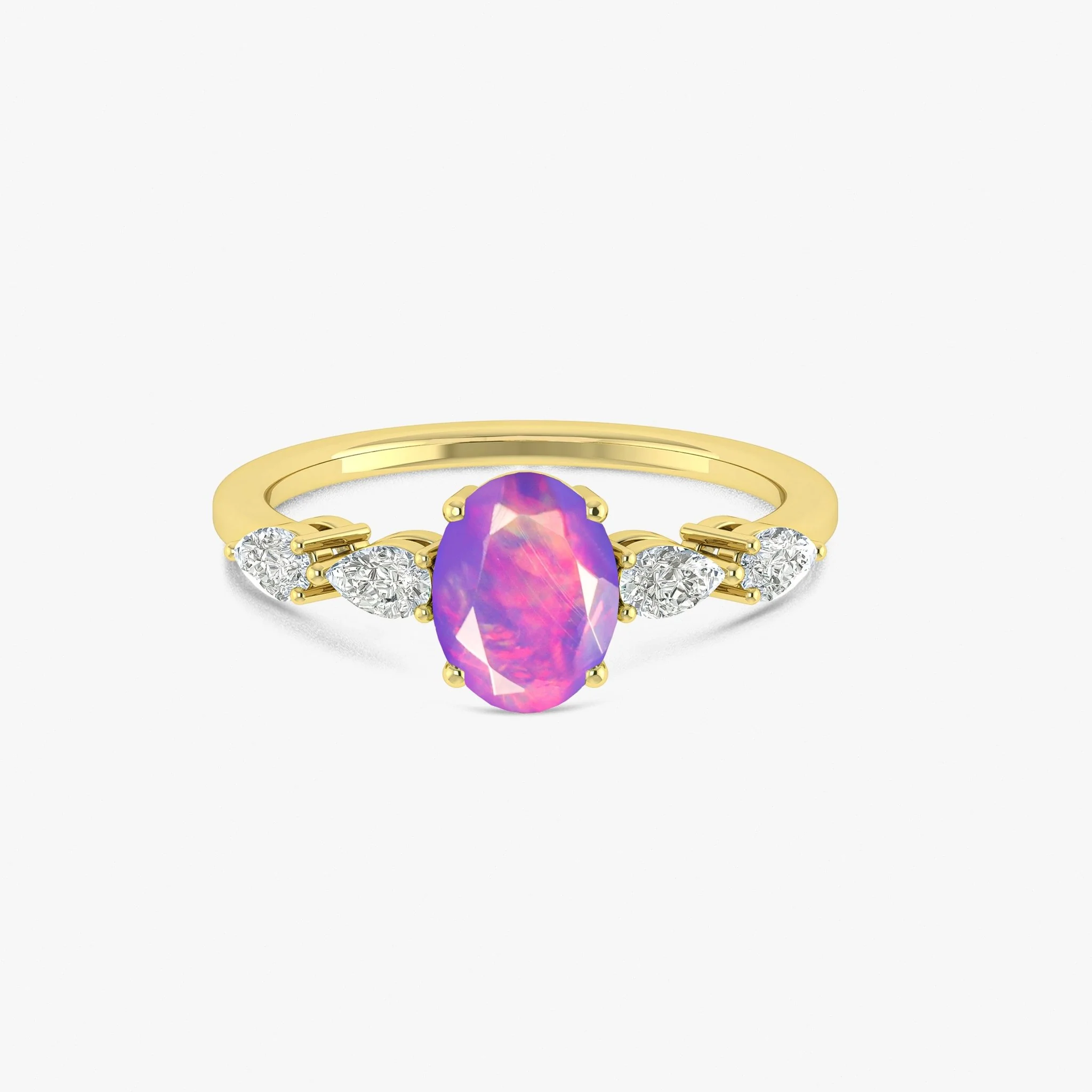 White Genuine Opal Silver Ring for Women - Image 7