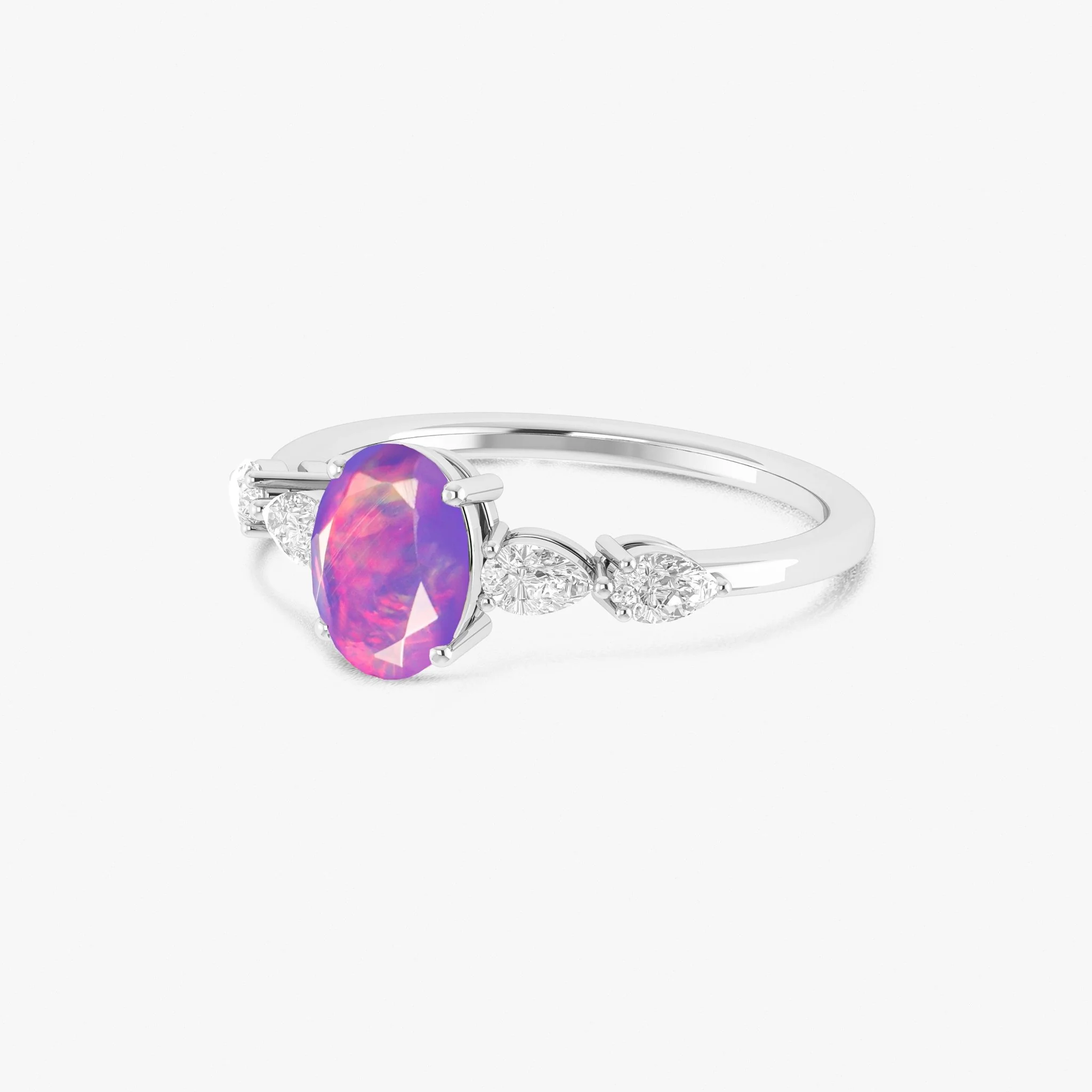 White Genuine Opal Silver Ring for Women - Image 8