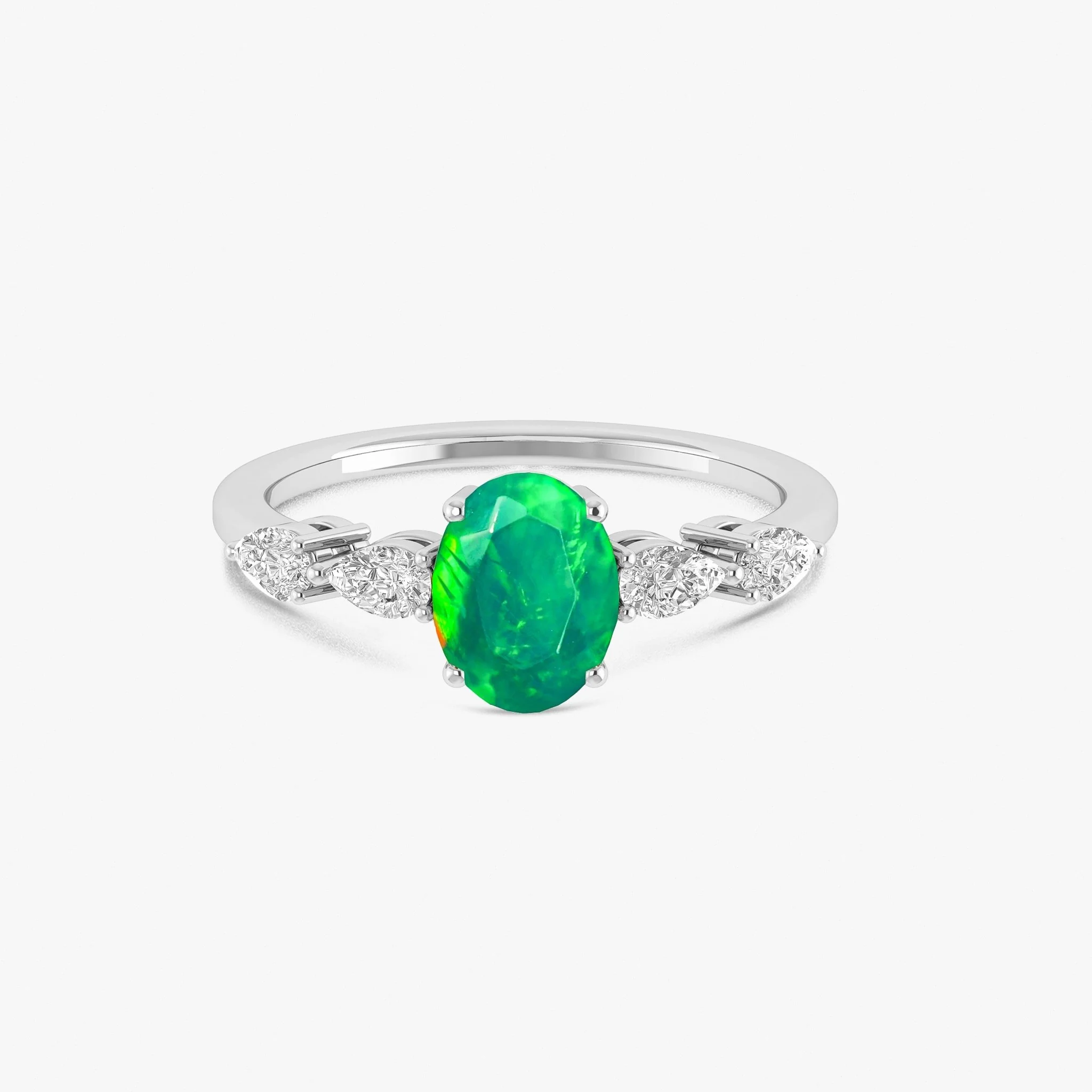 White Genuine Opal Silver Ring for Women - Image 9