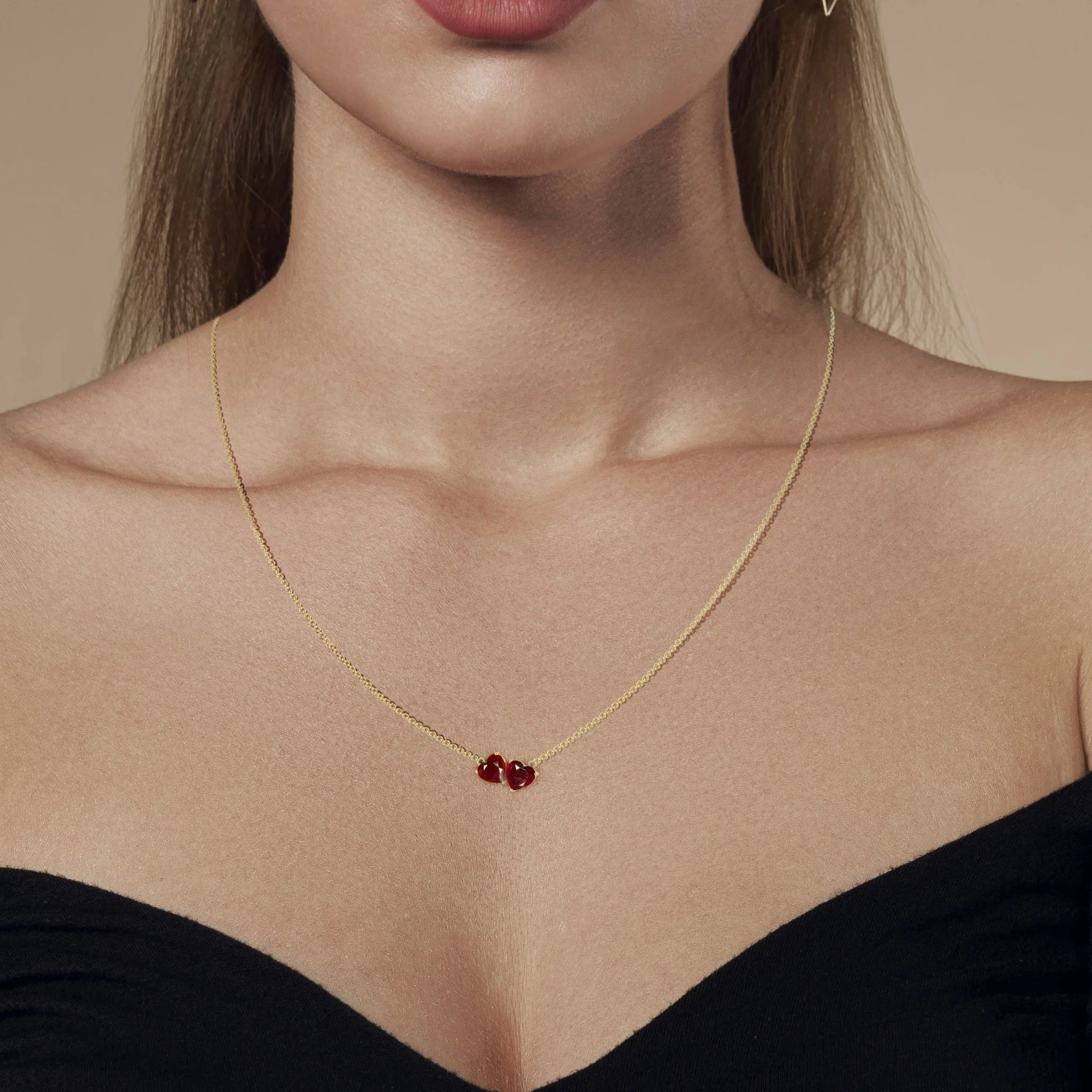 Genuine Red Ruby Dual Heart Pendant - Image 5
