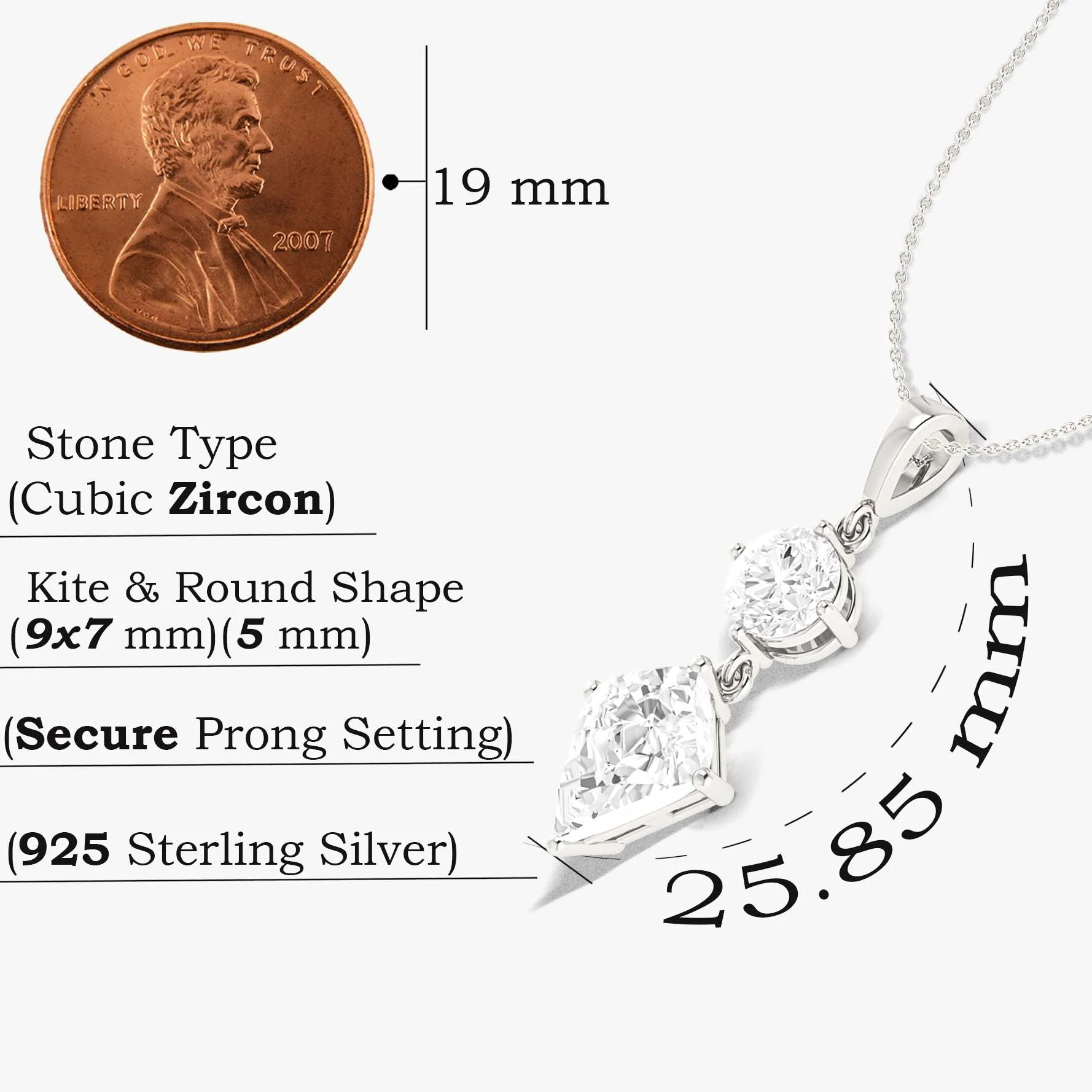 Gorgeous sparkle Zircon pendant 925 Sterling silver or Gold Vermail chain - Image 5