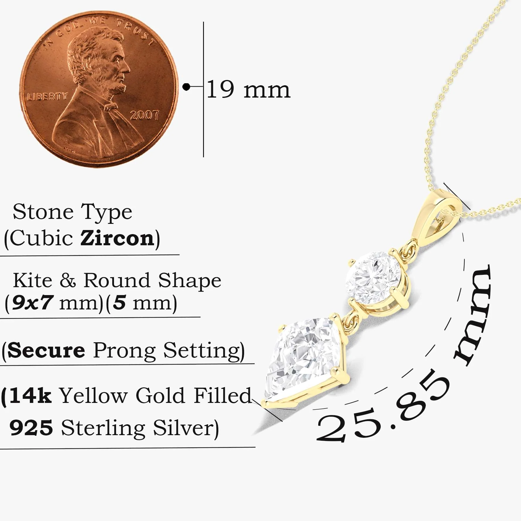 Gorgeous sparkle Zircon pendant 925 Sterling silver or Gold Vermail chain - Image 6