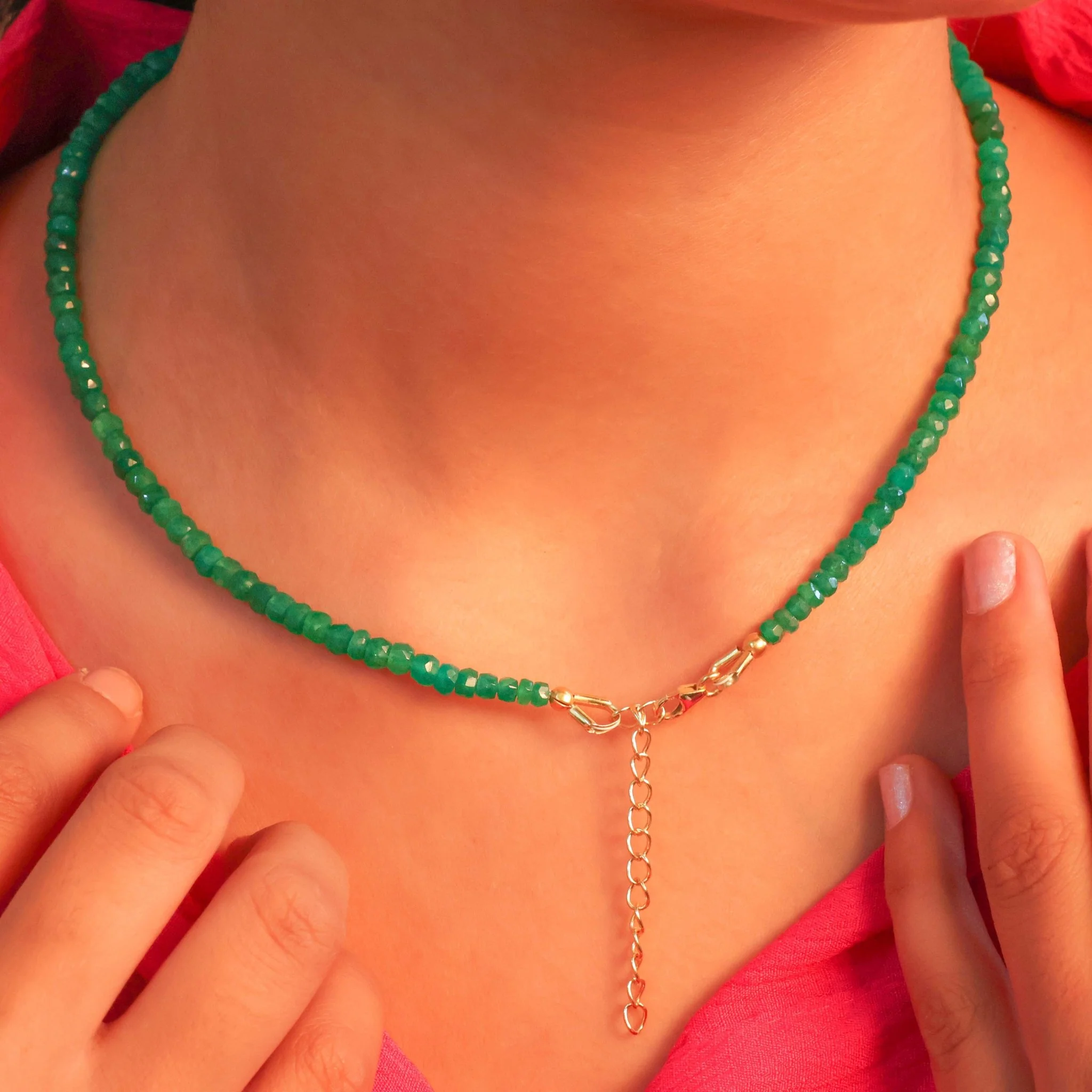 Grace In Green Emerald Beaded Necklace With 16 + 2 Inch Extender - Image 4