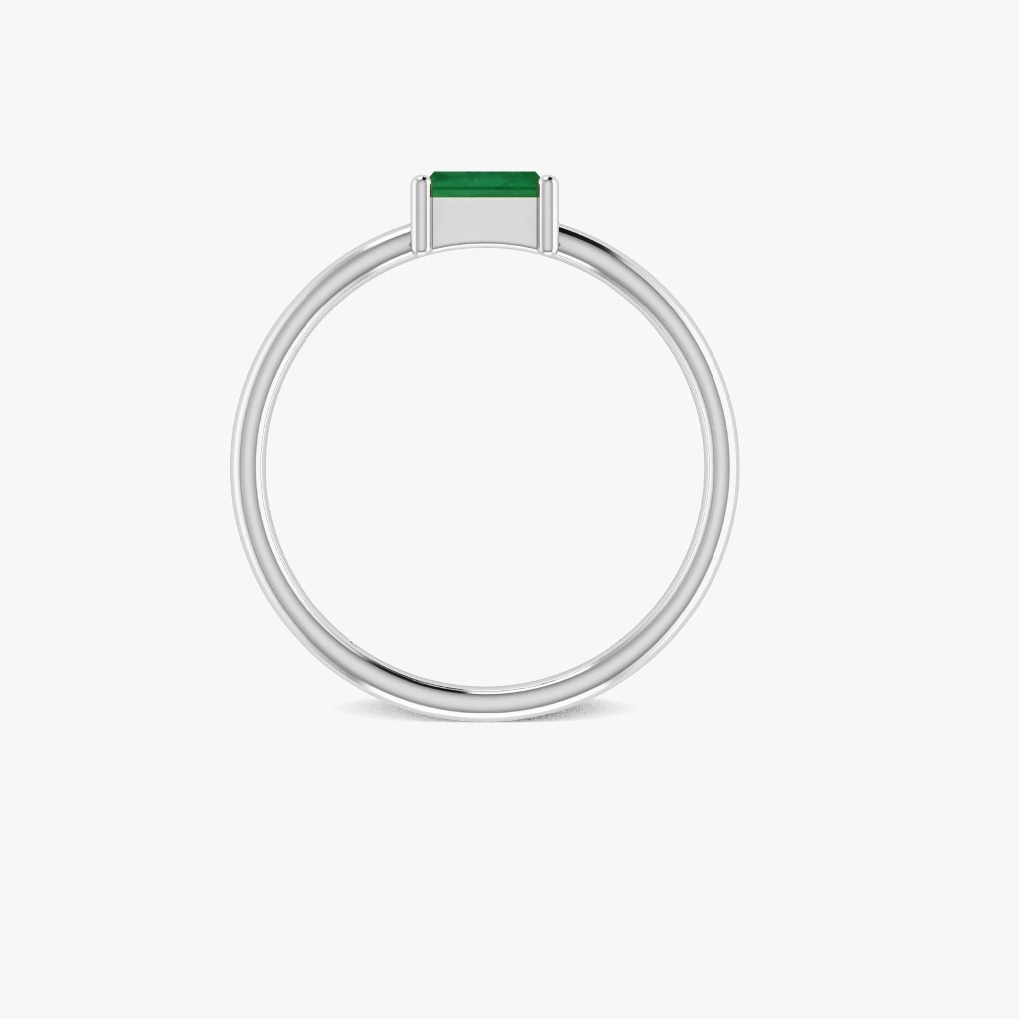 Green Emerald Baguette Gemstone Minimalist Ring - Image 4