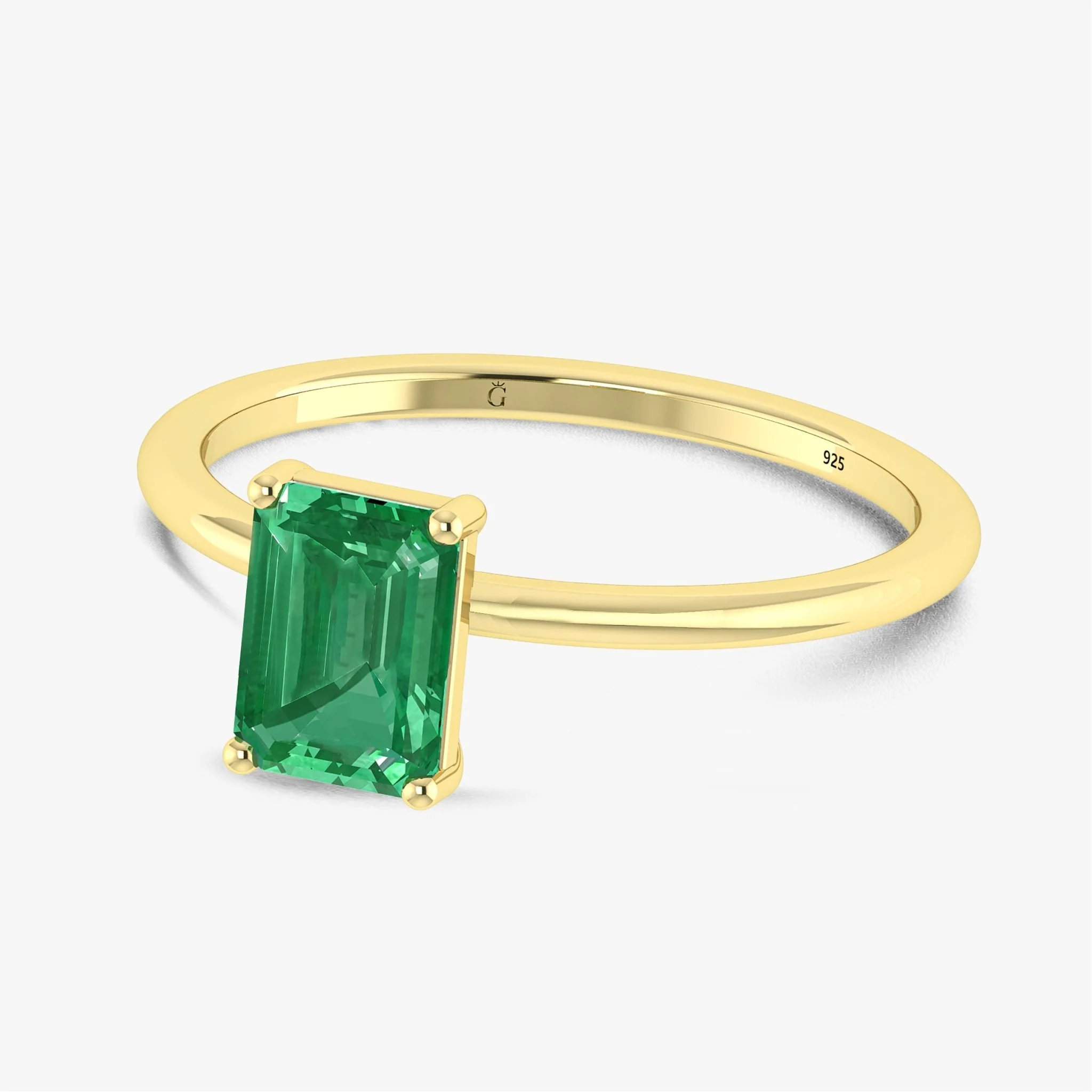 Green Emerald Faceted Cut Gemstone Ring - Image 5