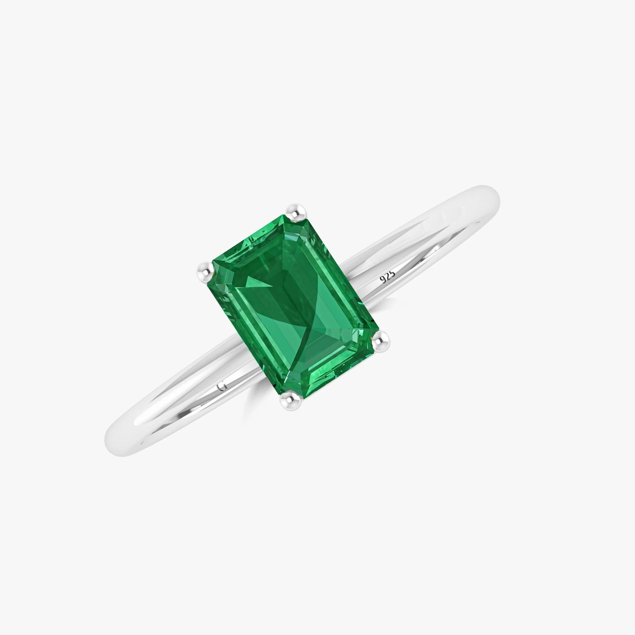 Green Emerald Faceted Cut Gemstone Ring - Image 6
