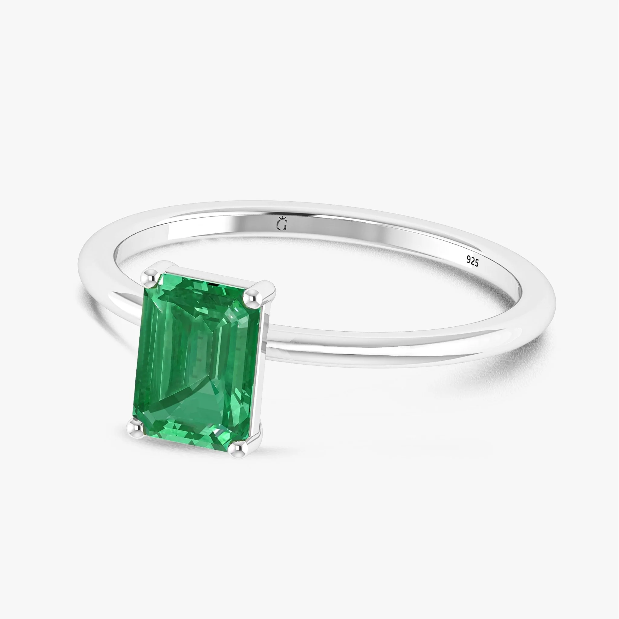 Green Emerald Faceted Cut Gemstone Ring - Image 7