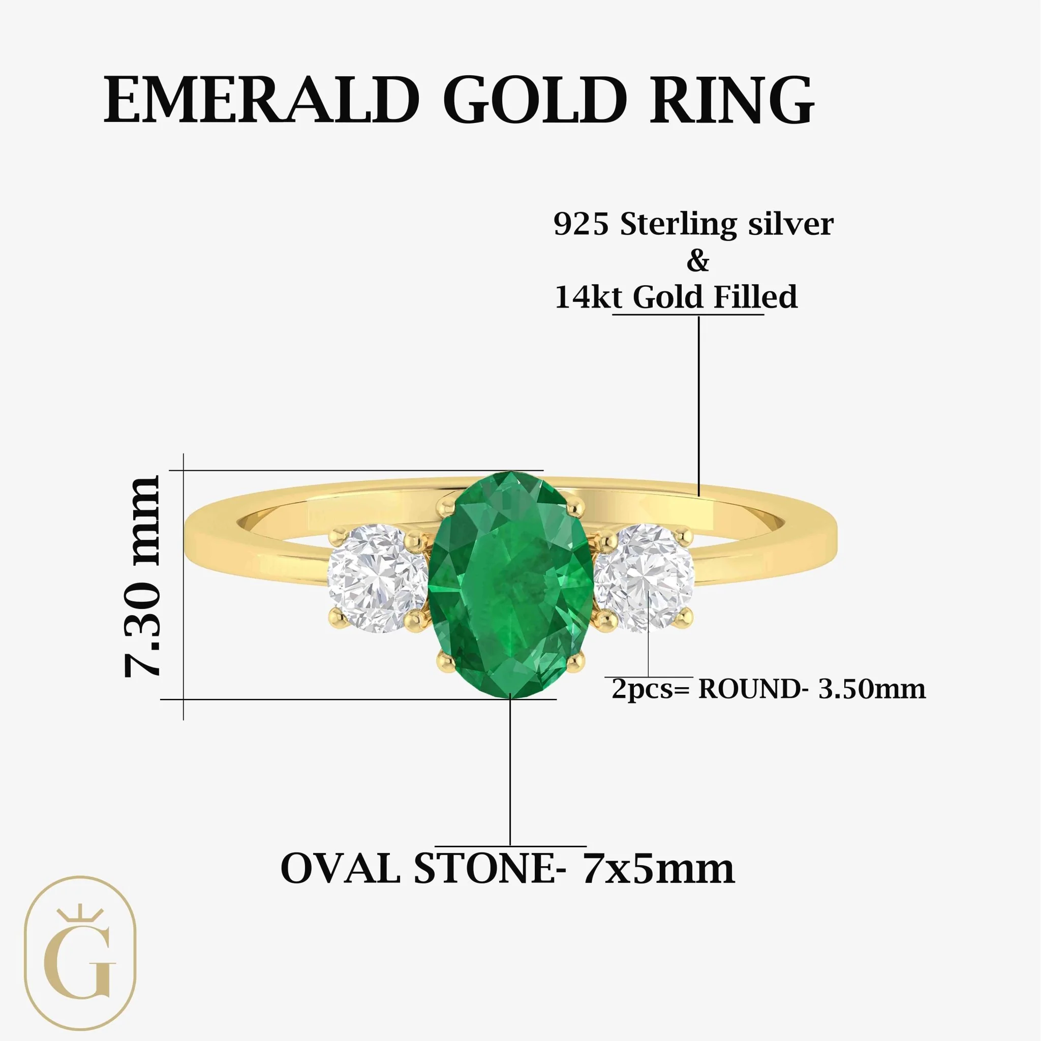Green Emerald Gemstone Ring - Image 4