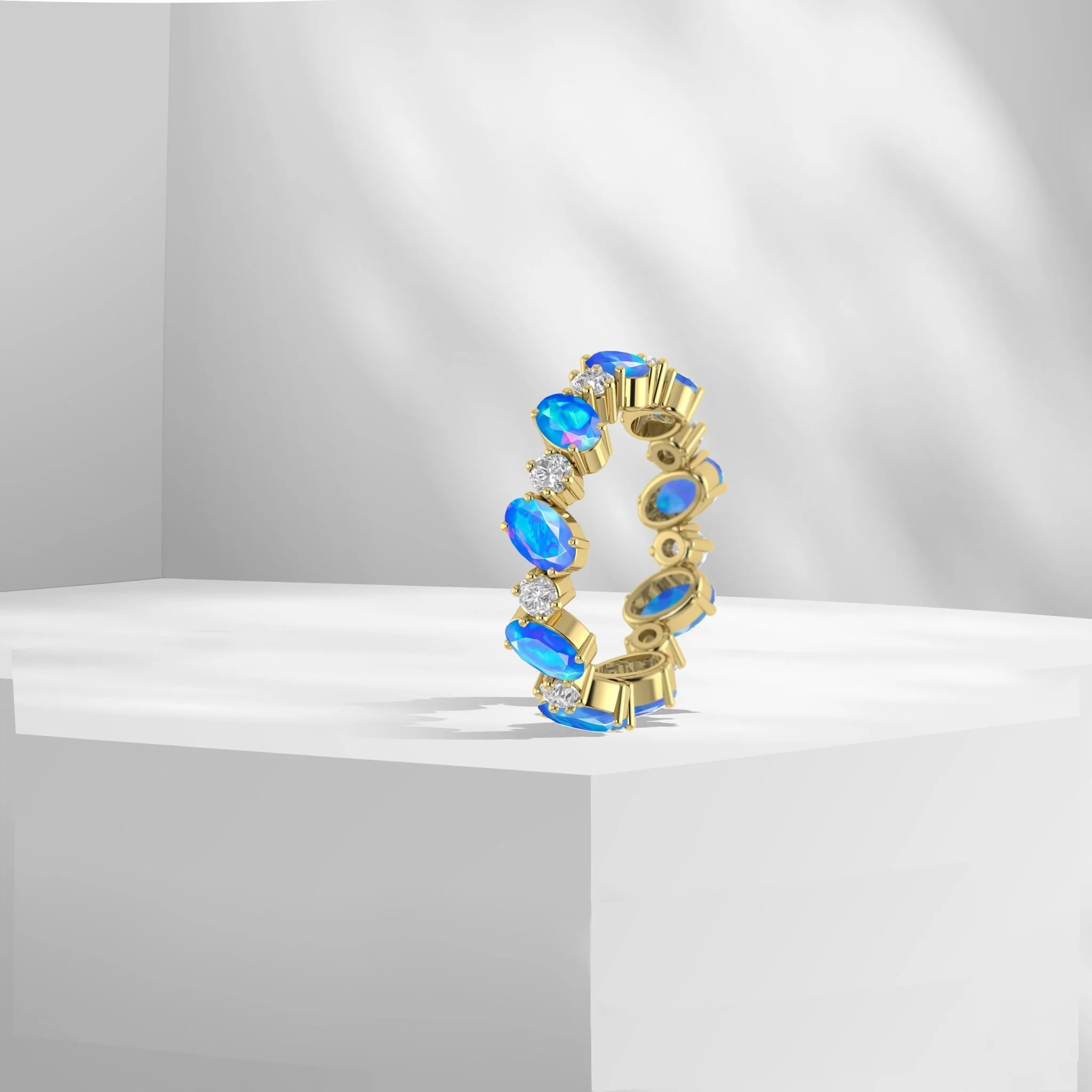 Green Fire Oval Faceted Opal Ring for Women - Image 7