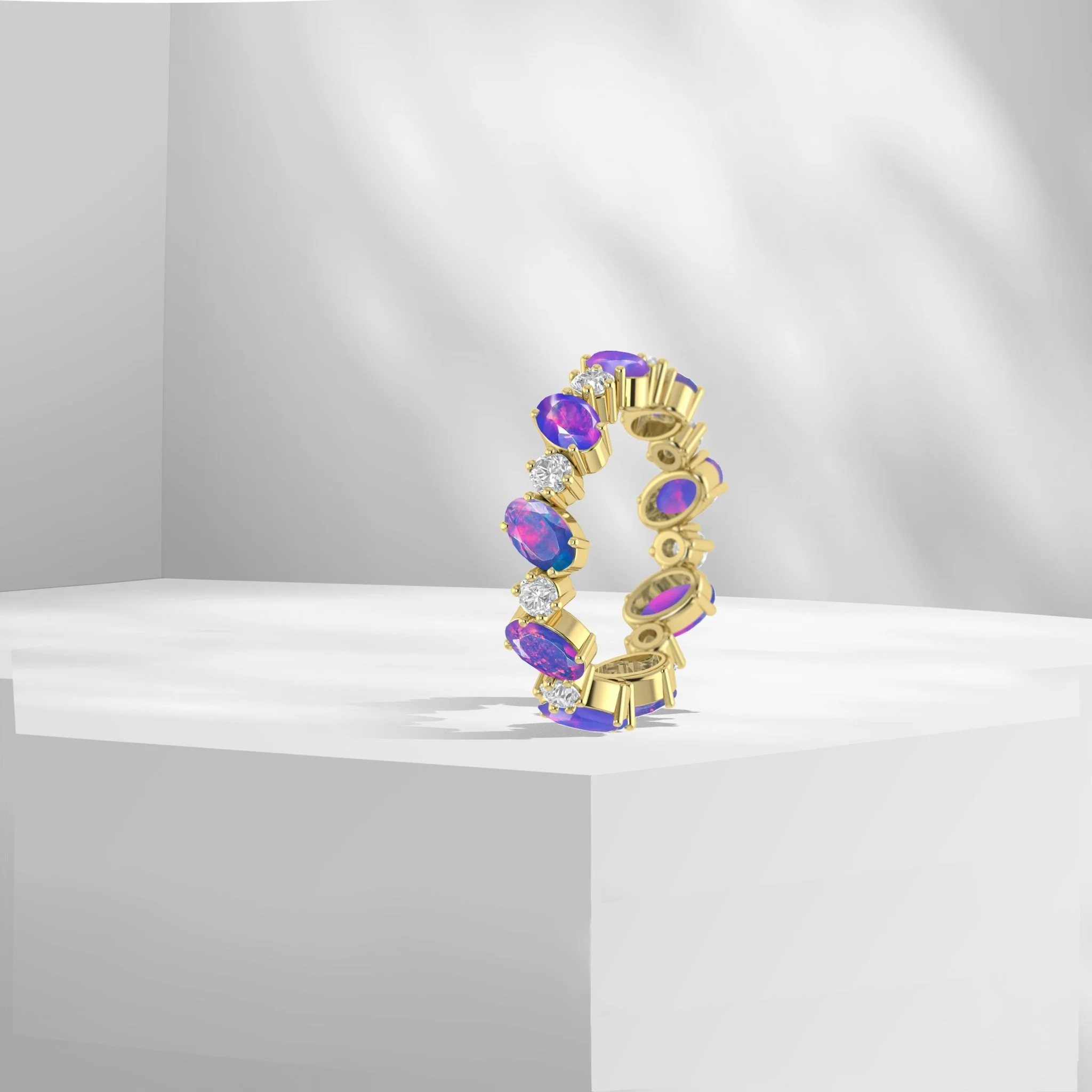 Green Fire Oval Faceted Opal Ring for Women - Image 9