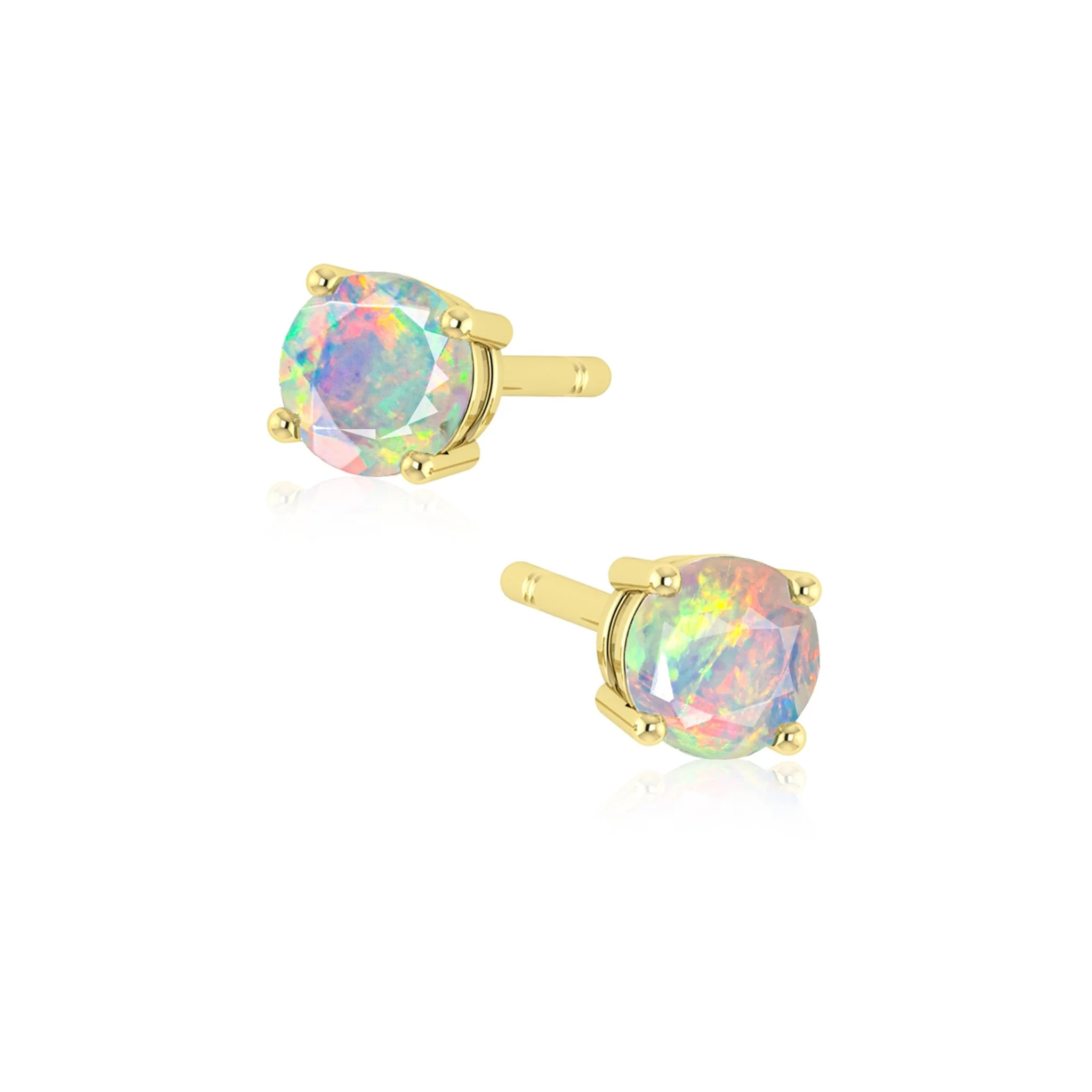 Natural Fire Round Opal Stud Earring - Image 4