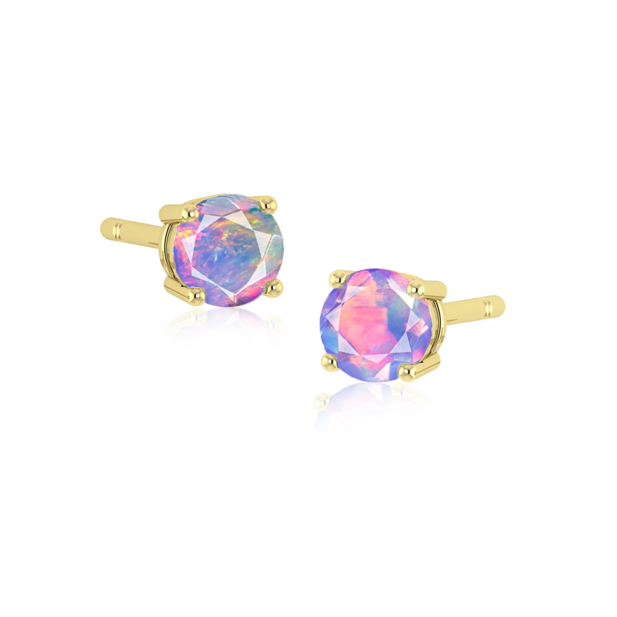 Natural Fire Round Opal Stud Earring - Image 8