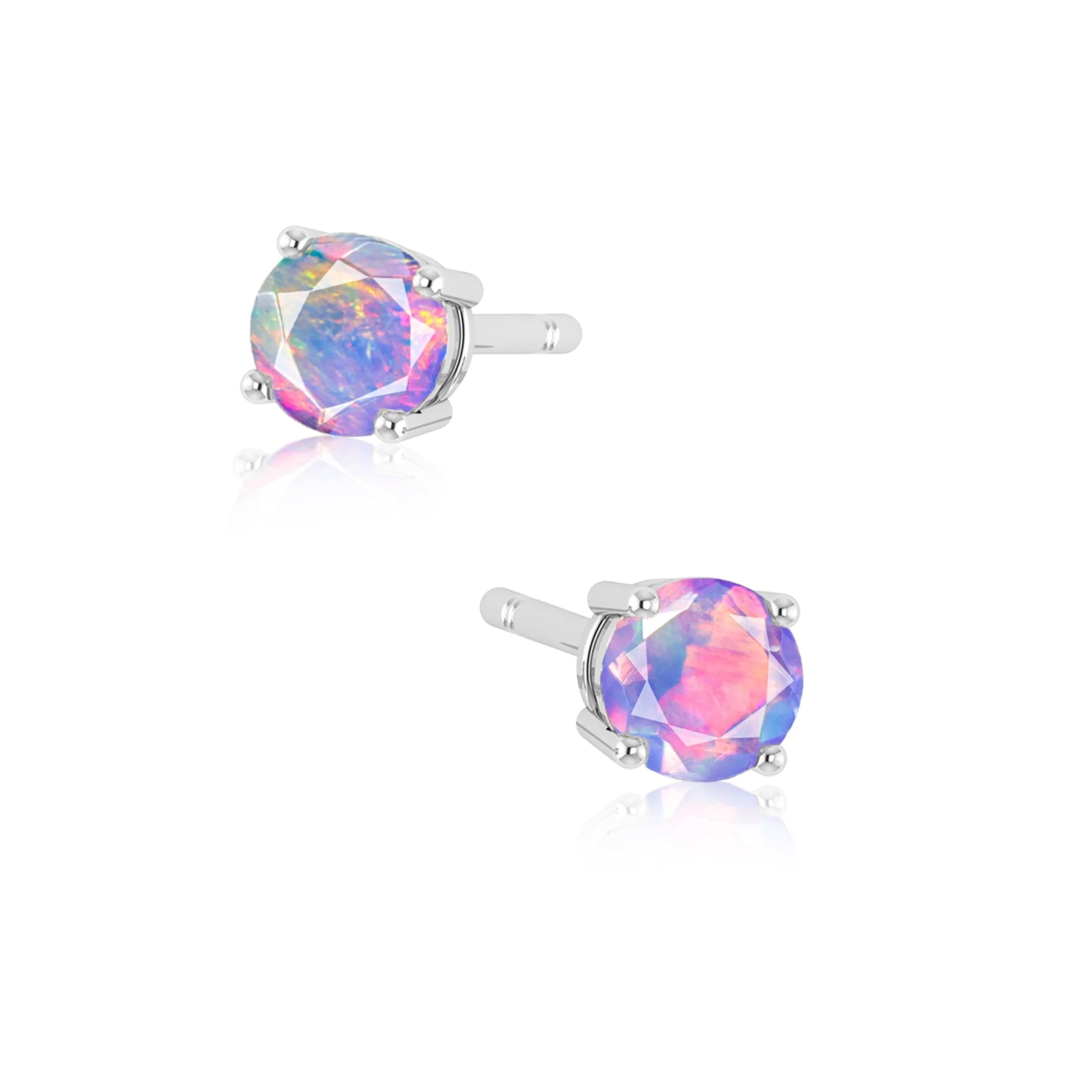 Natural Fire Round Opal Stud Earring - Image 9