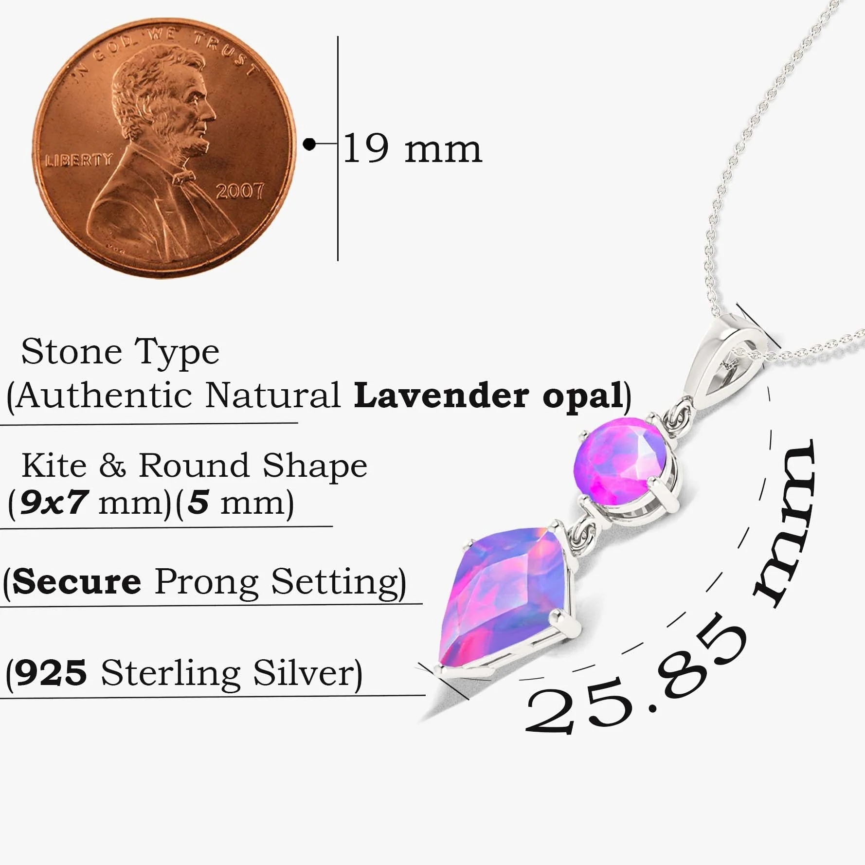 Kite and Round Fire Ethiopian opal pendant Gold chain necklace - Image 15