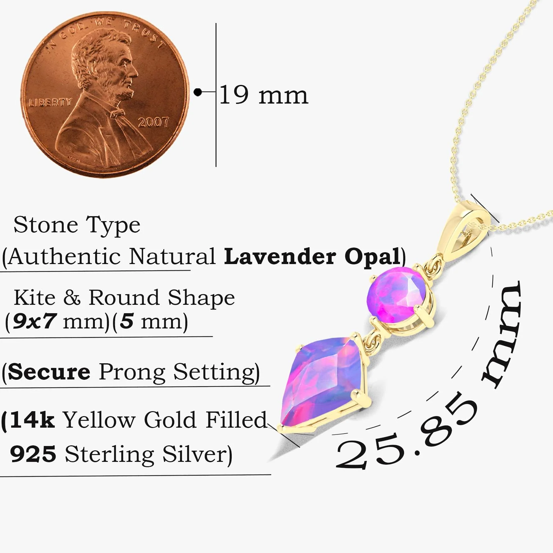 Kite and Round Fire Ethiopian opal pendant Gold chain necklace - Image 16