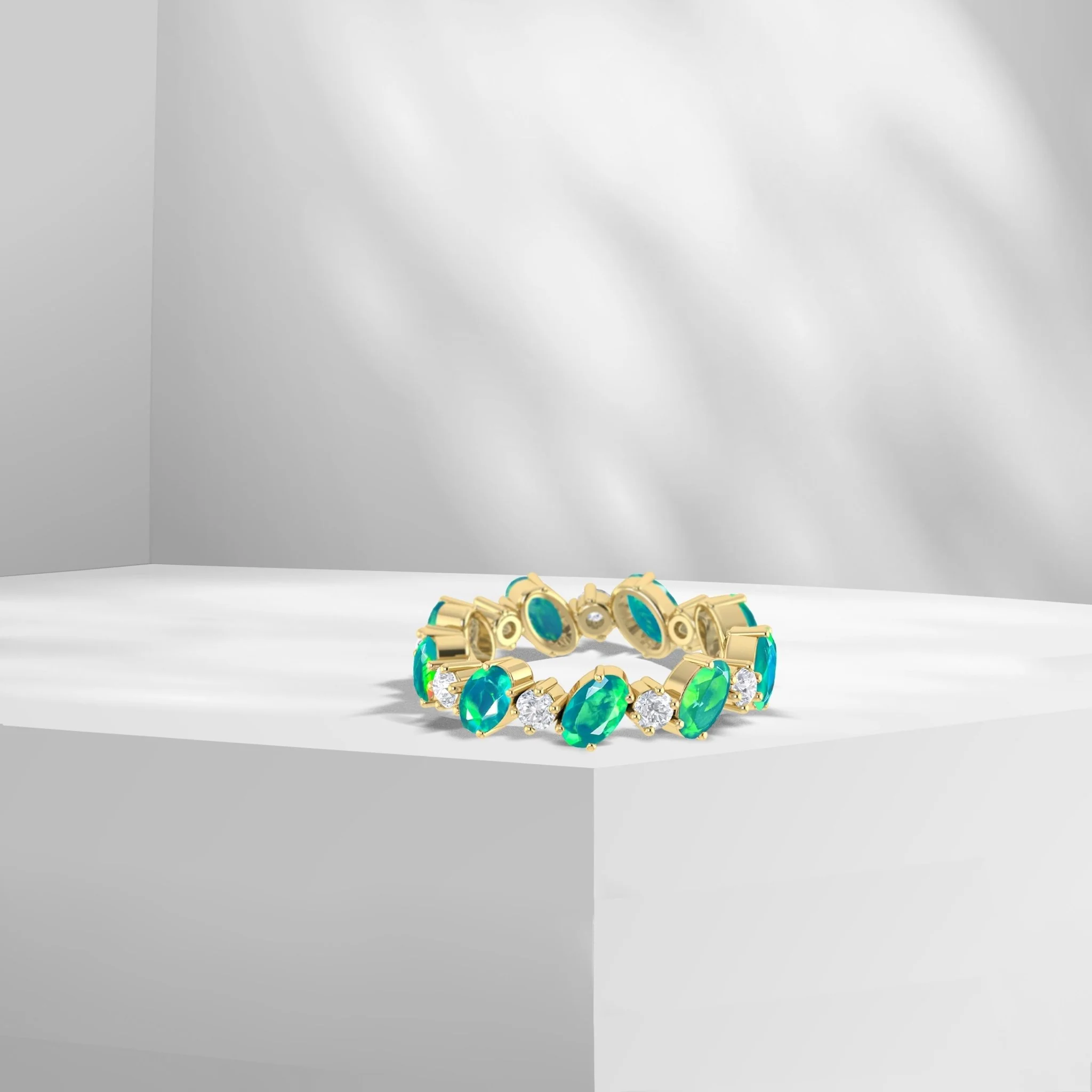 Lavender Fire Oval Faceted Opal Ring for Women - Image 5