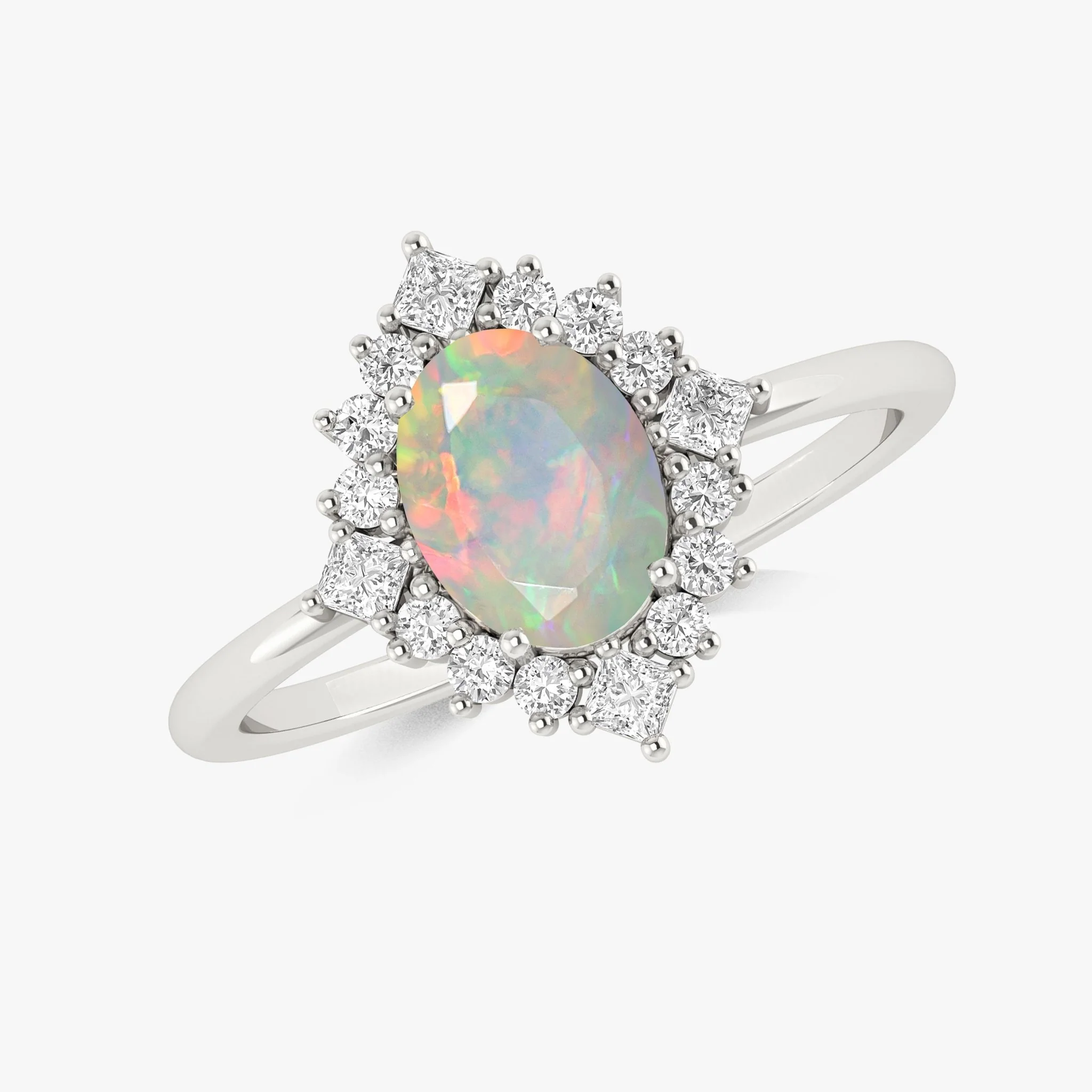 Lavender Natural Fire Faceted Ethiopian Opal Ring - Image 6