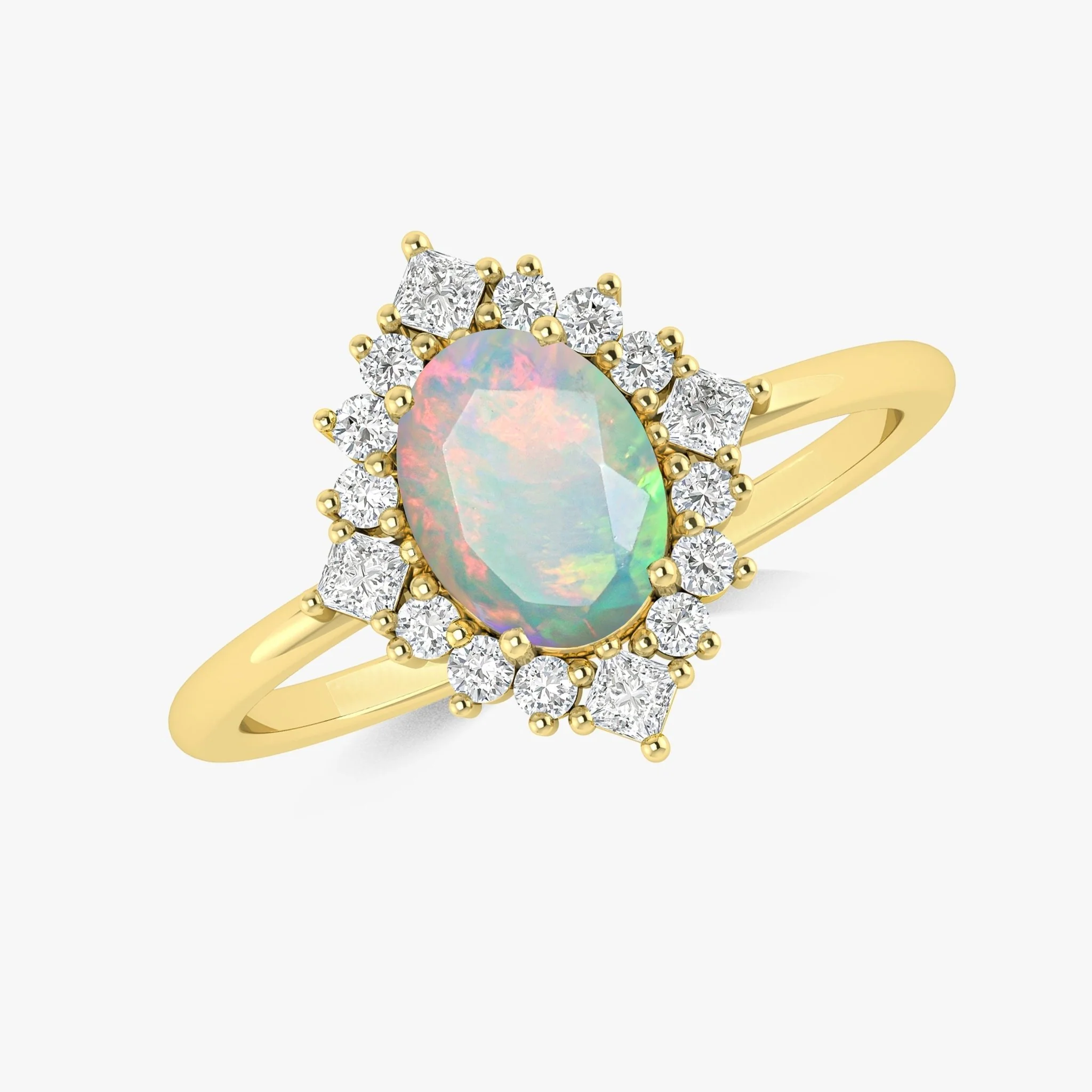 Lavender Natural Fire Faceted Ethiopian Opal Ring - Image 7