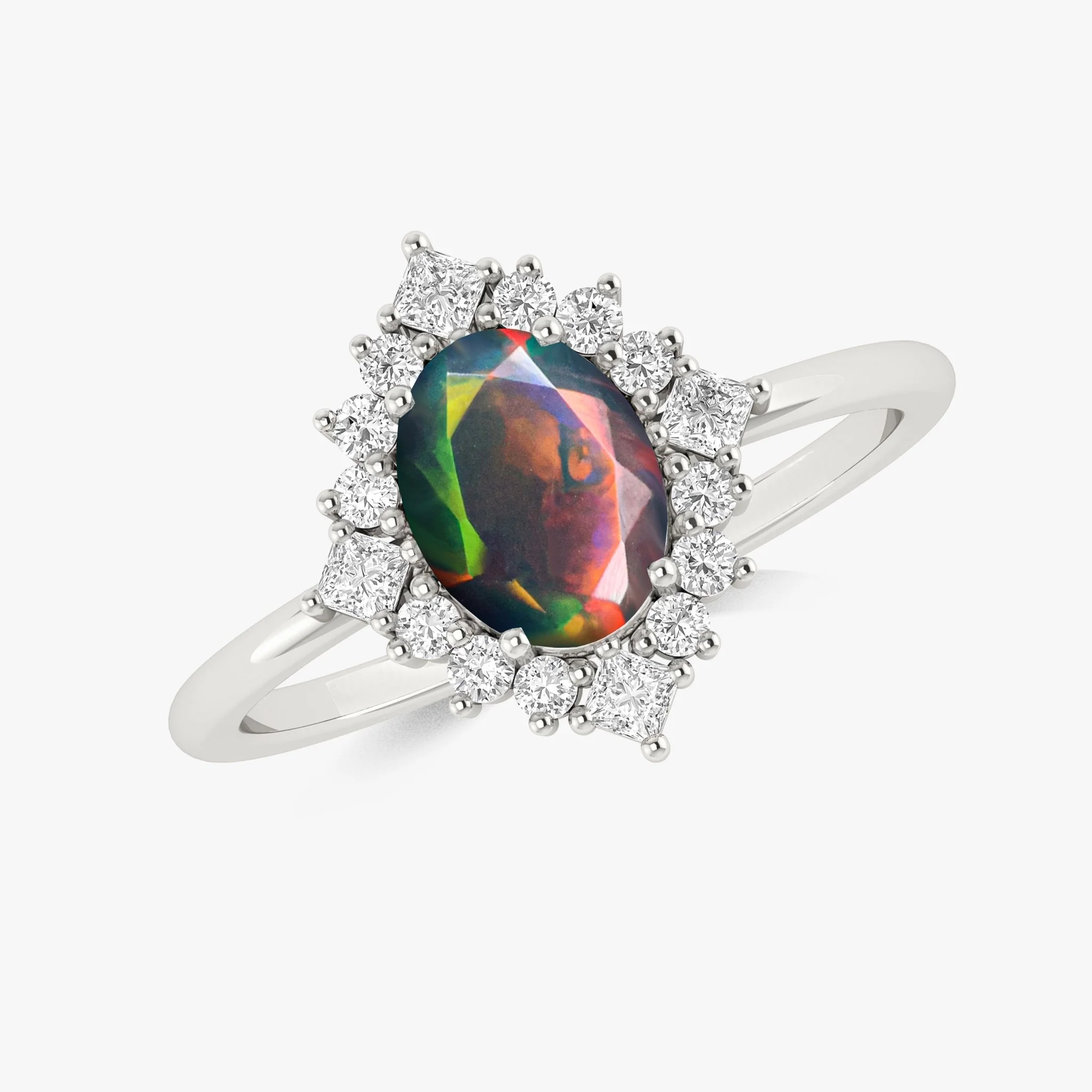 Lavender Natural Fire Faceted Ethiopian Opal Ring - Image 8