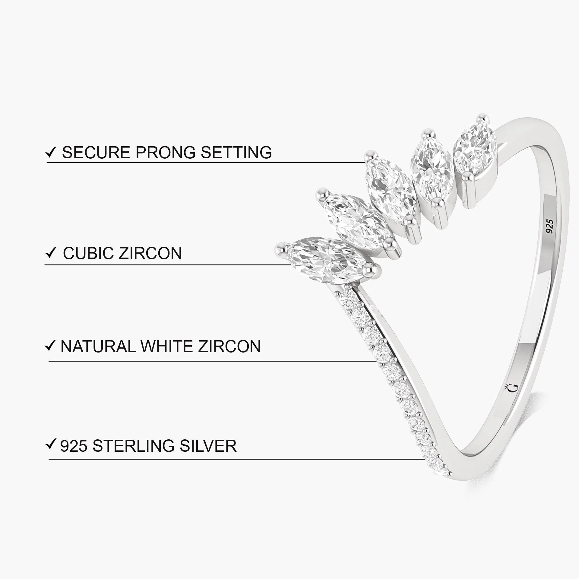 Marquise shape 4 Cubic Zirconia Handcrafted ring - Image 7