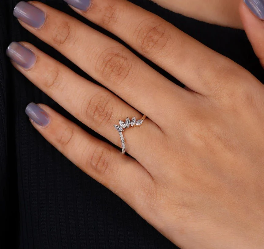 Marquise shape 4 Cubic Zirconia Handcrafted ring - Image 9