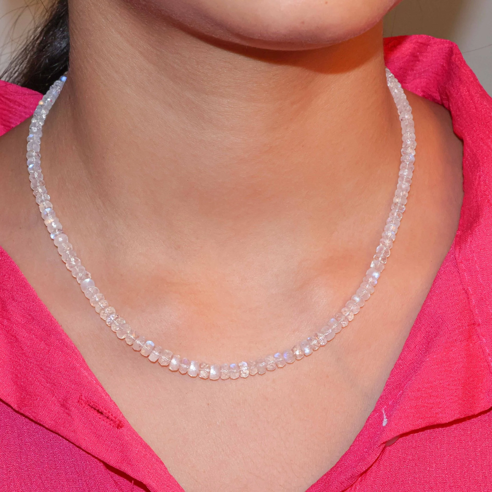 Moonstone Beaded Necklace with 16 + 2 Inch Extender - Image 3