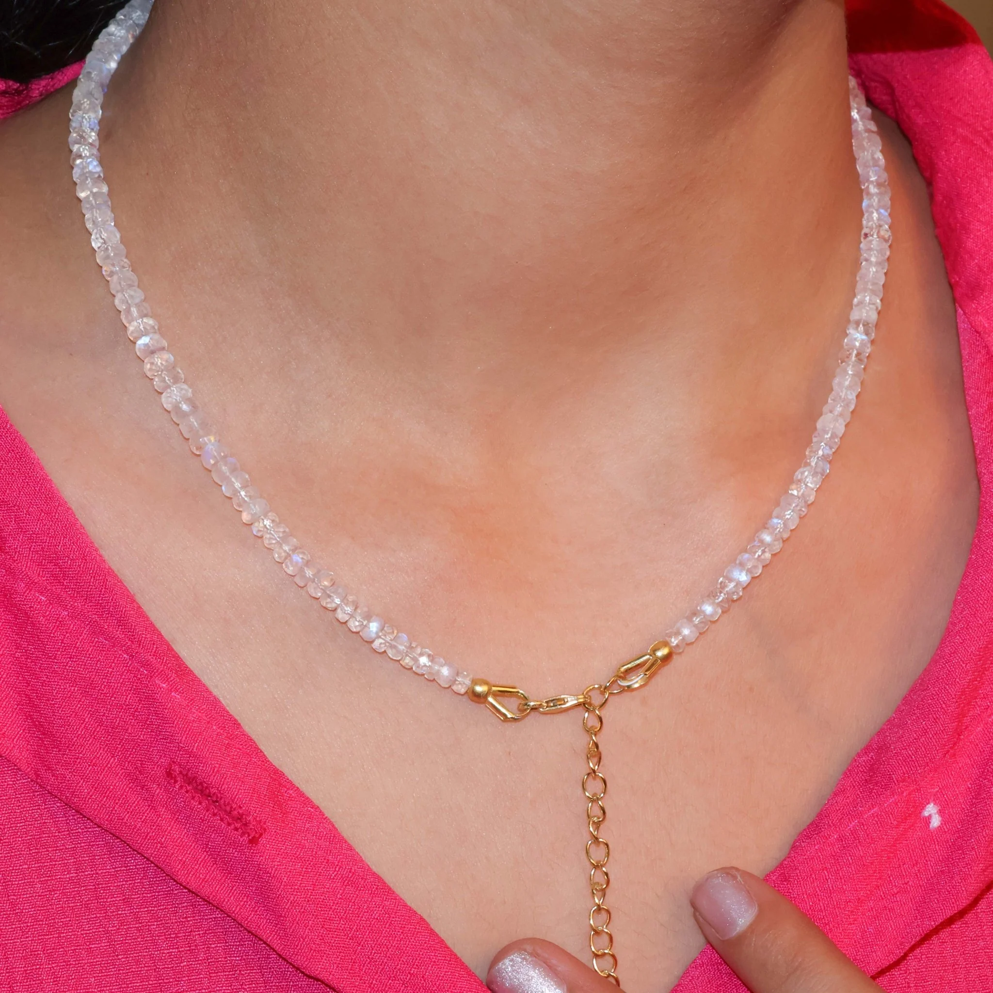 Moonstone Beaded Necklace with 16 + 2 Inch Extender - Image 6