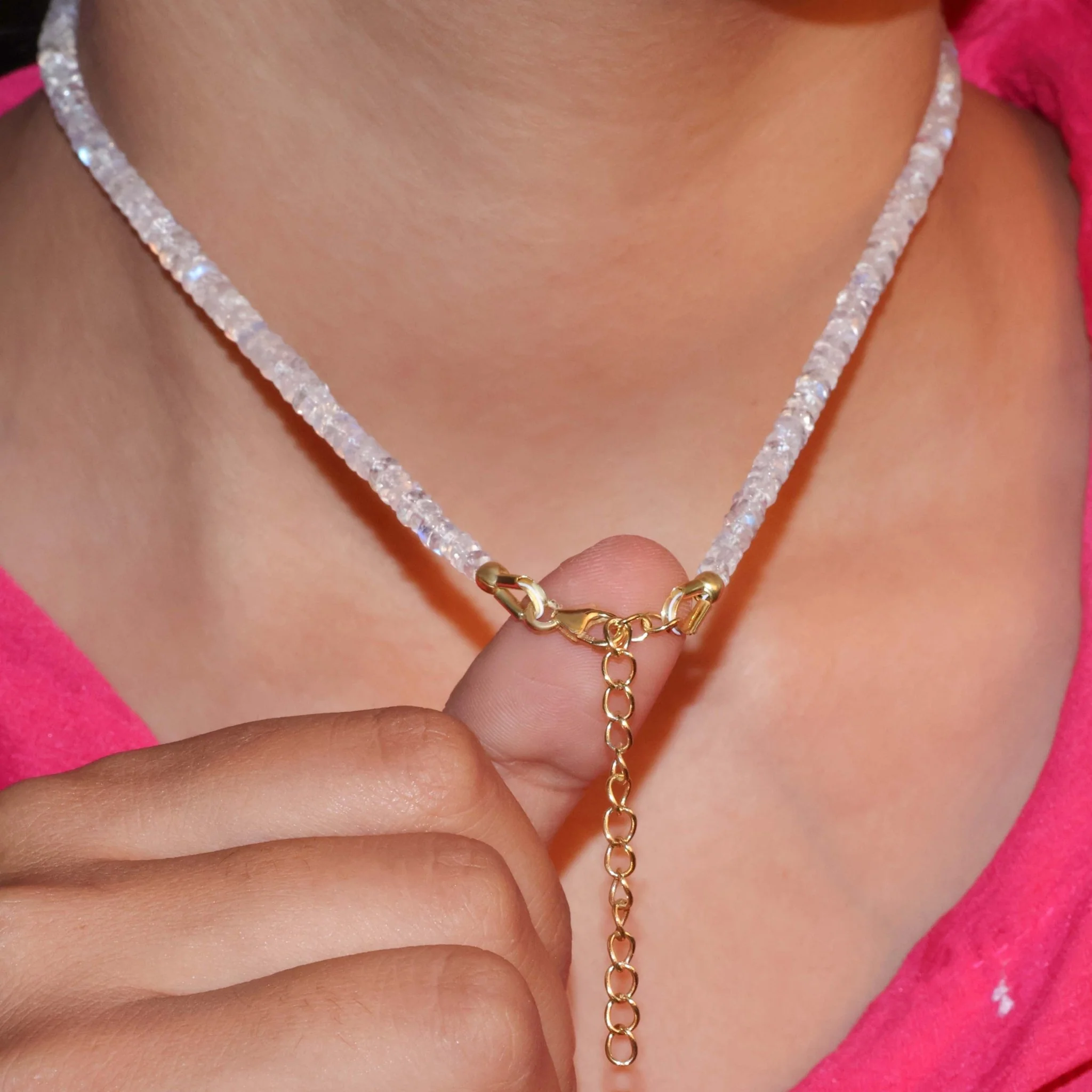 Moonstone Beaded Necklace with 16 + 2 Inch Extender - Image 7