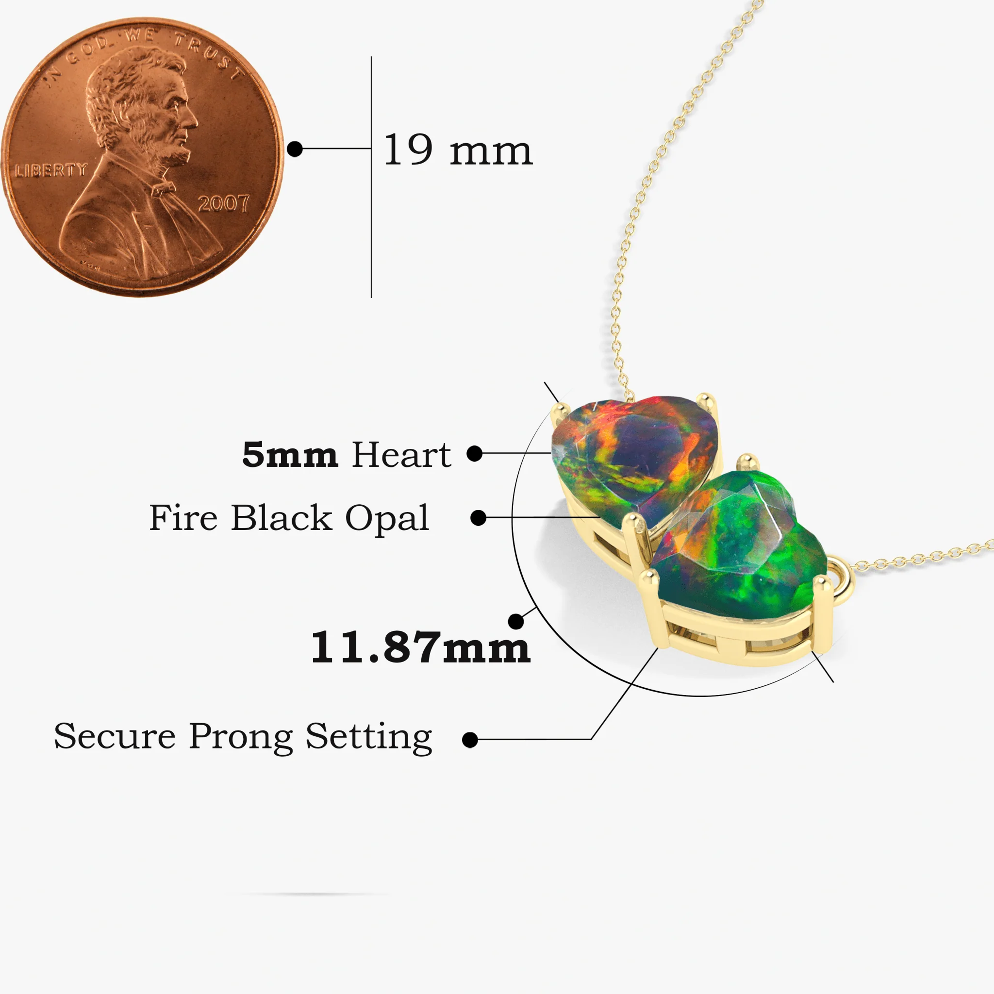Multifire Black Opal Dual Heart Pendant - Image 3