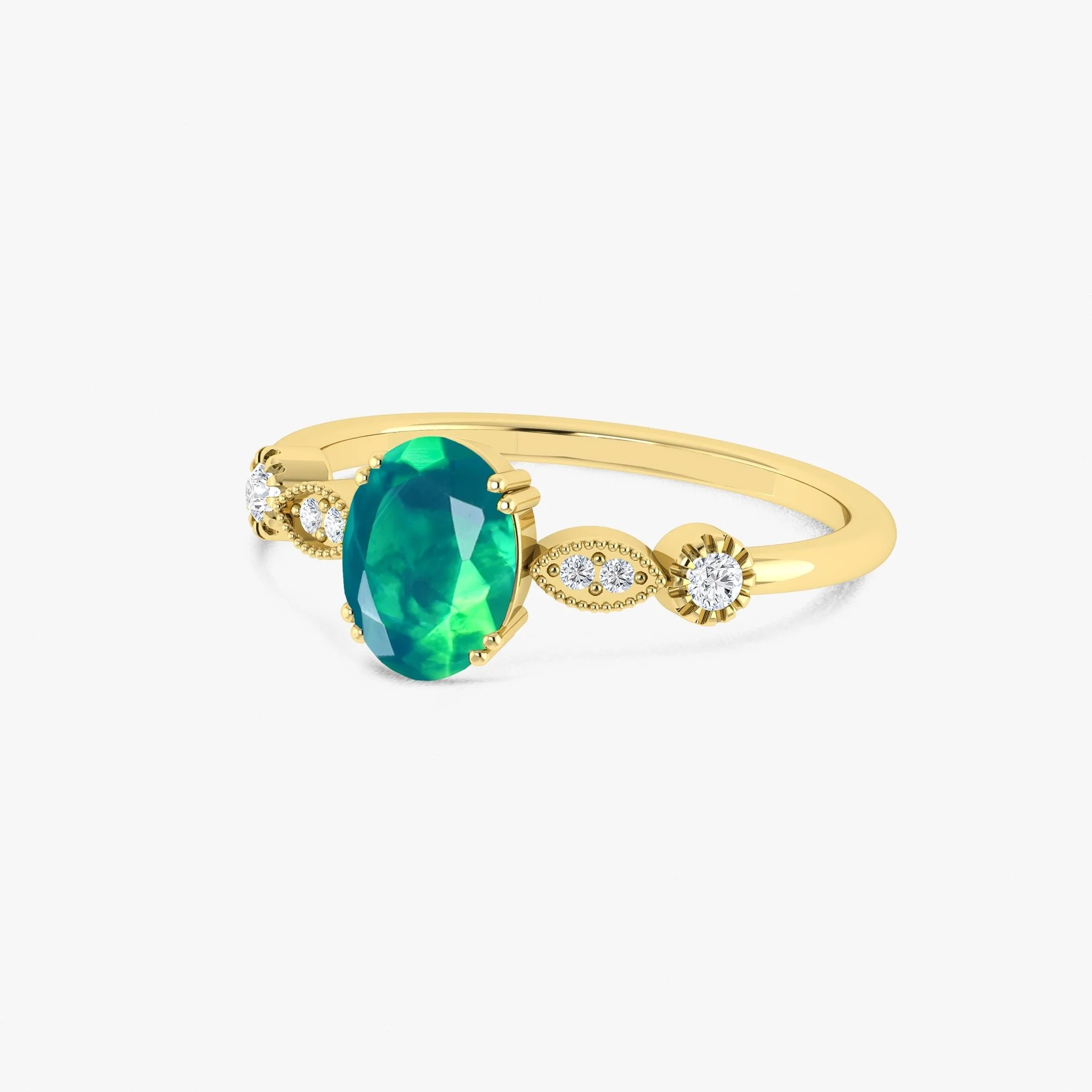 Blue Multifire Oval Ethiopian Opal Ring for Women - Image 10