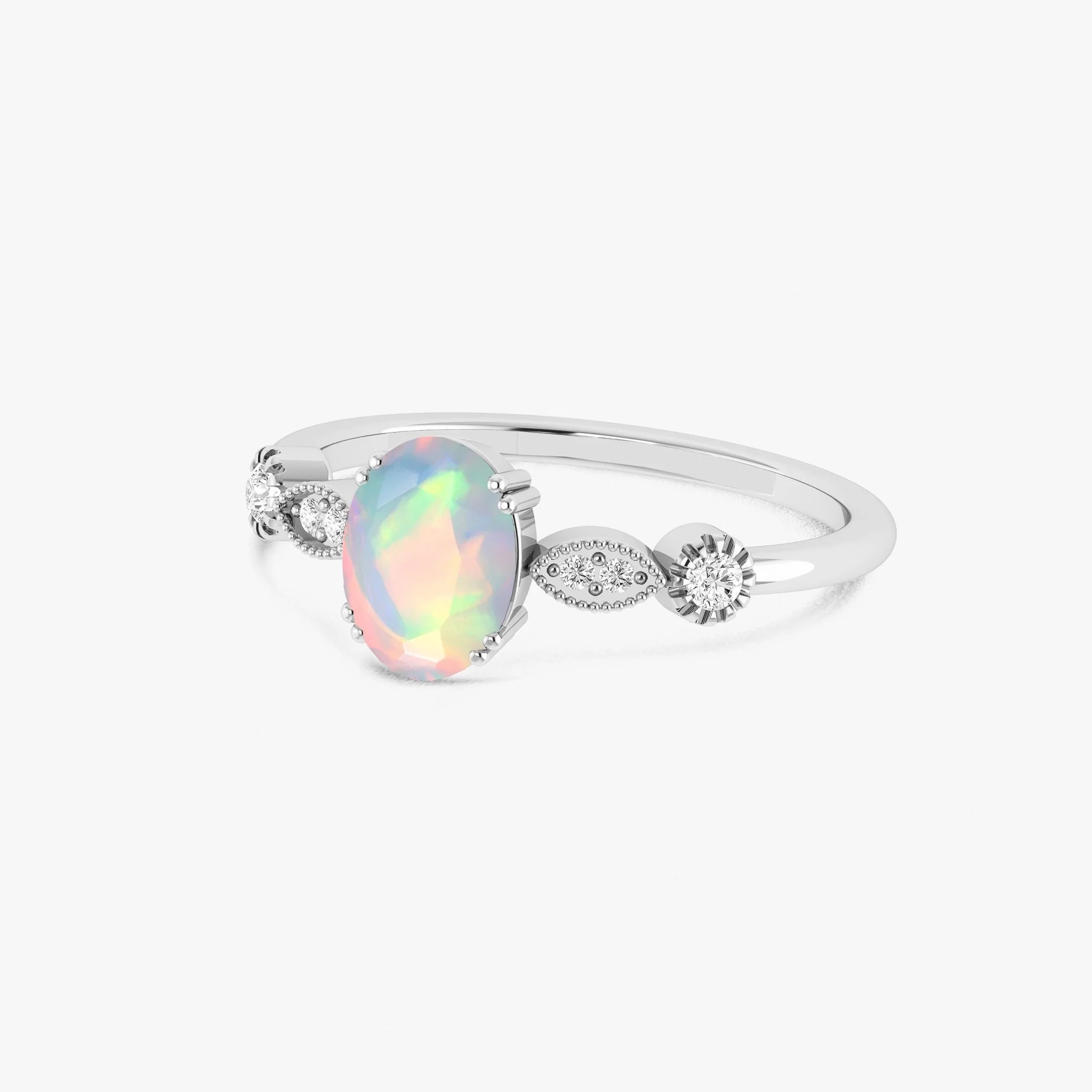 Blue Multifire Oval Ethiopian Opal Ring for Women - Image 5