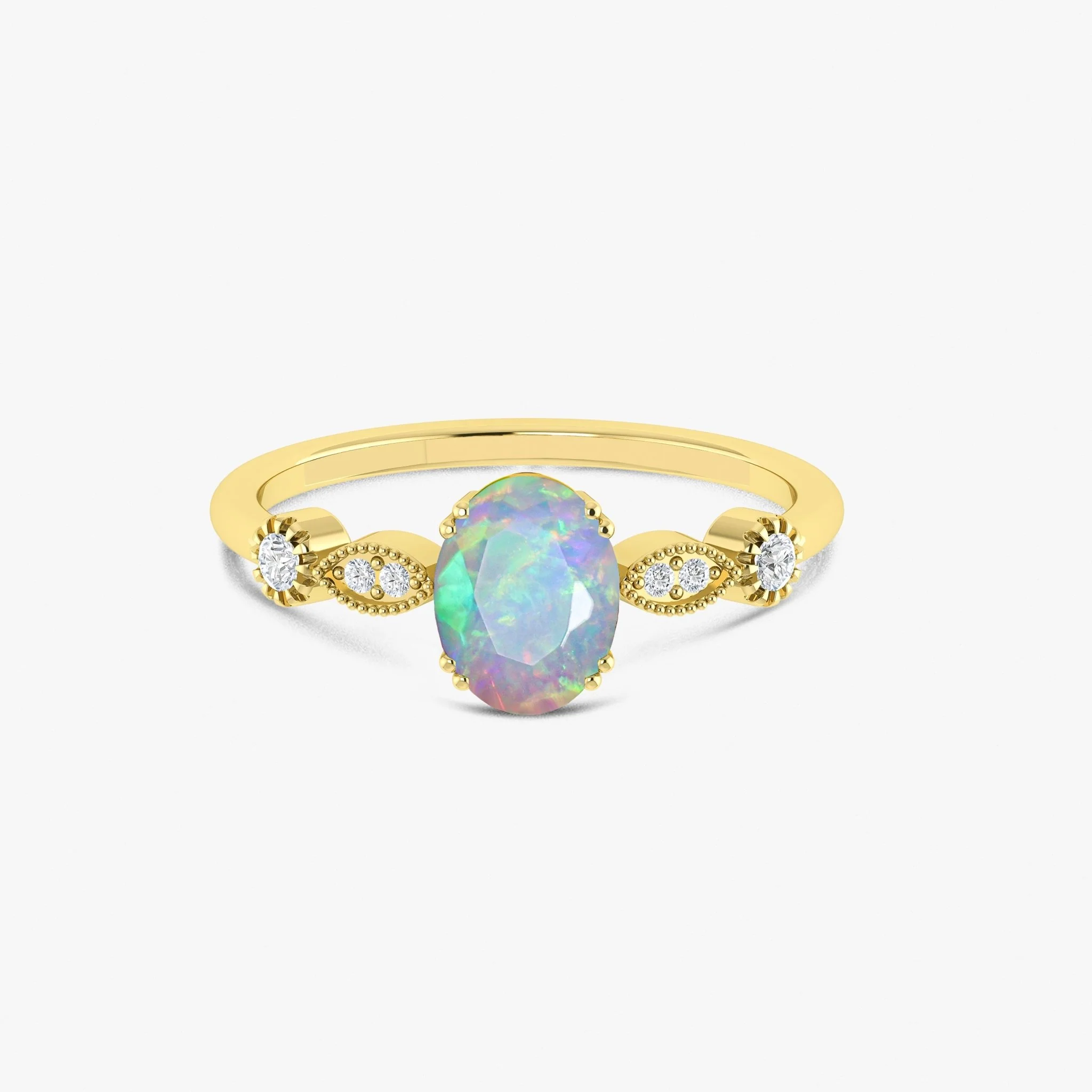 Blue Multifire Oval Ethiopian Opal Ring for Women - Image 6