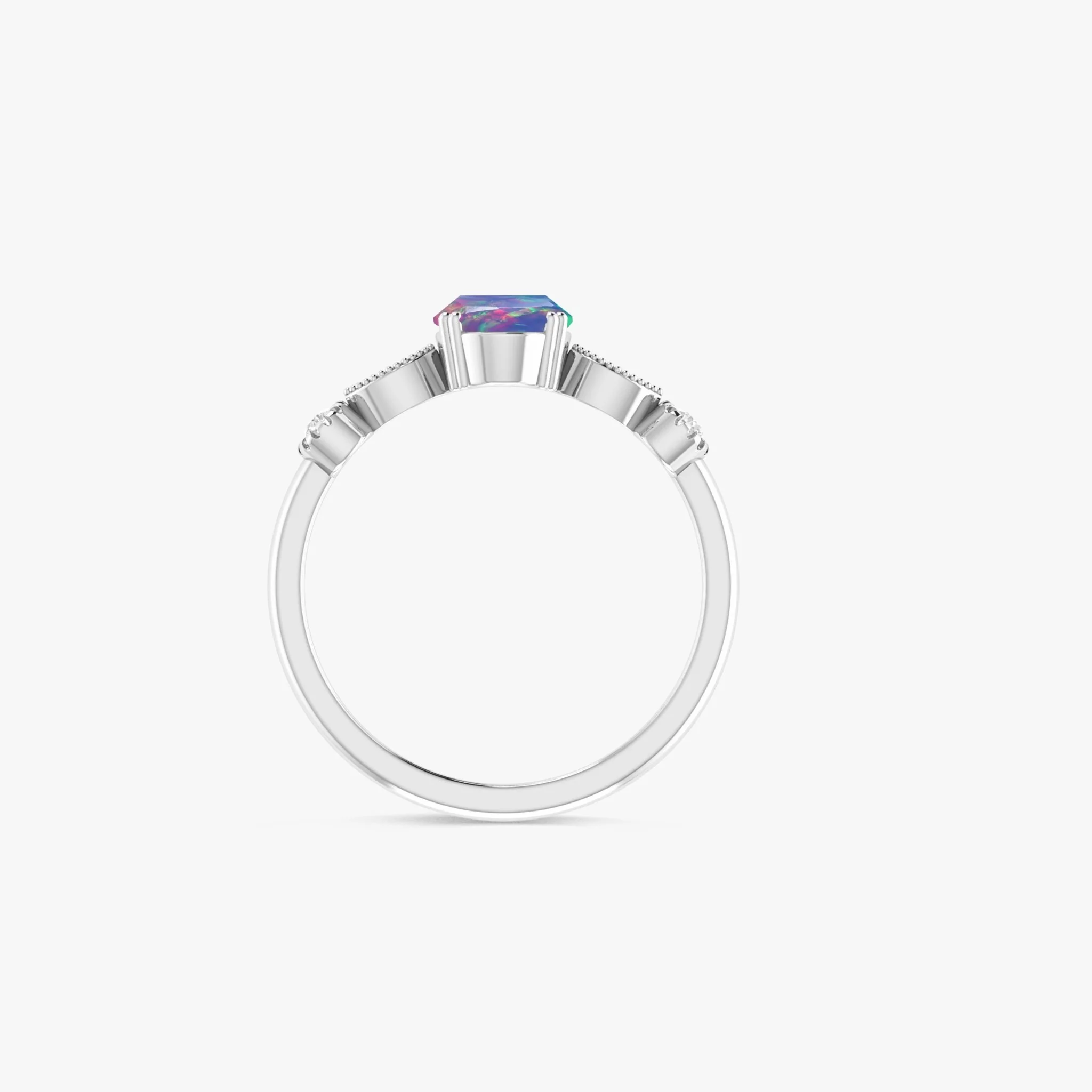 Blue Multifire Oval Ethiopian Opal Ring for Women - Image 7