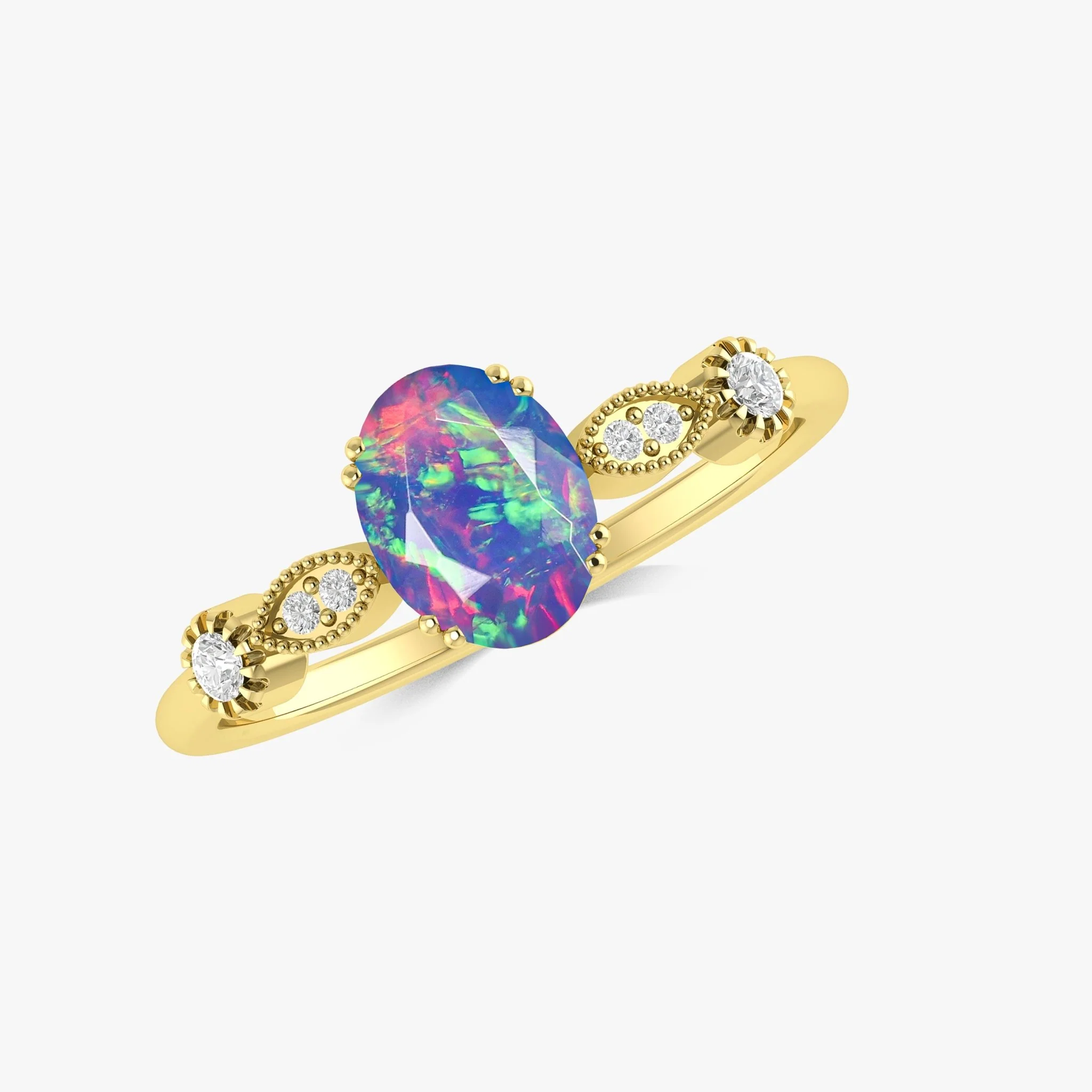 Blue Multifire Oval Ethiopian Opal Ring for Women - Image 8