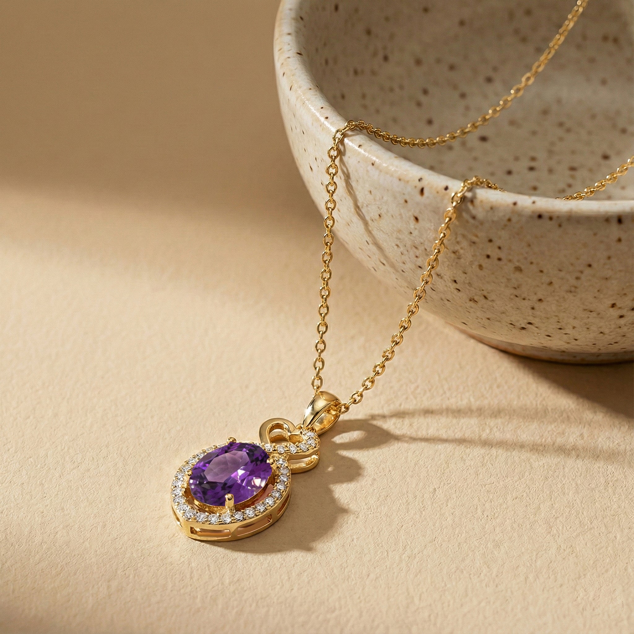 Amethyst Oval Infinity Twist Heart Pendant Necklace in 925 Sterling Silver 1.2ct - Image 13