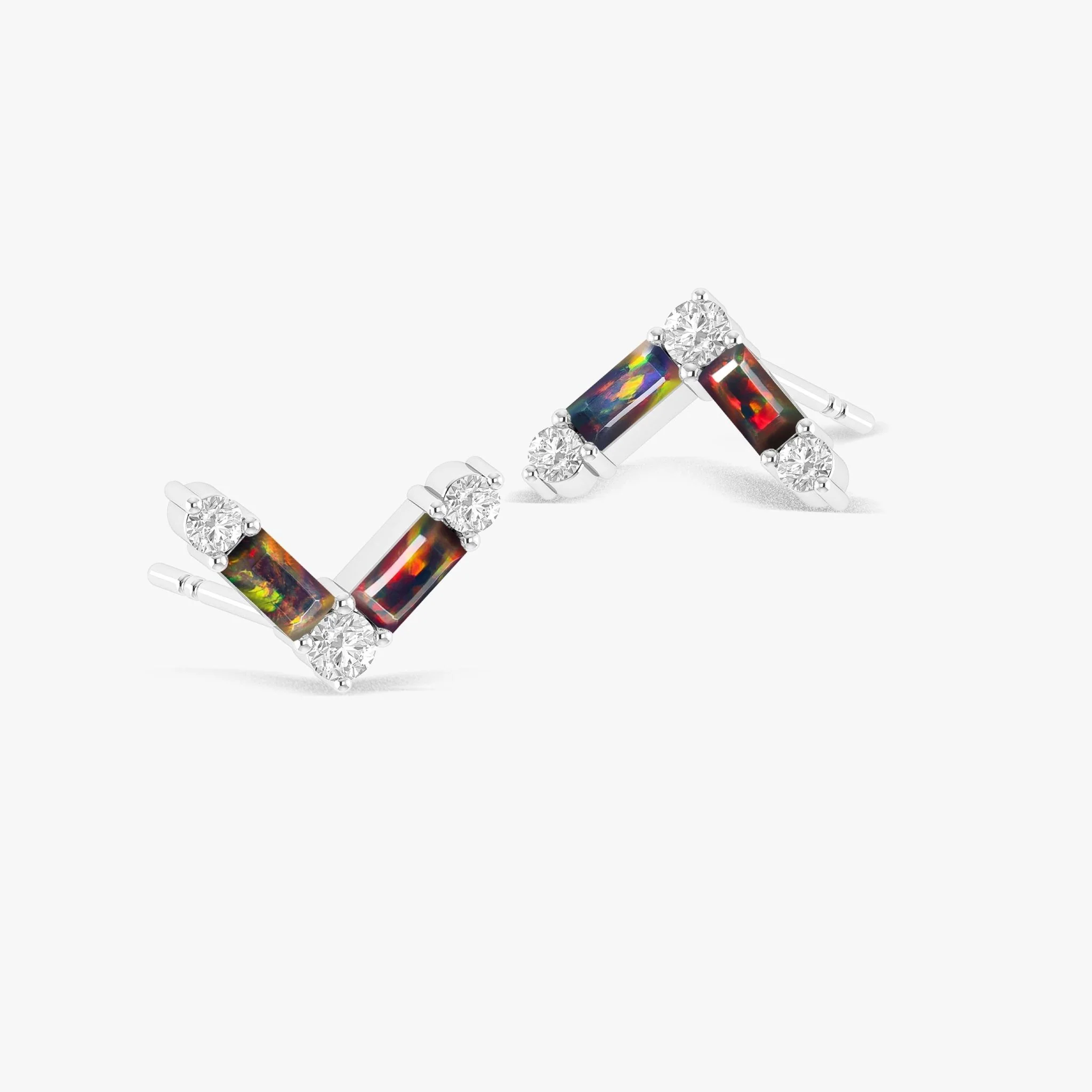 Natural Black Opal AV Style Stud Earrings - Image 4