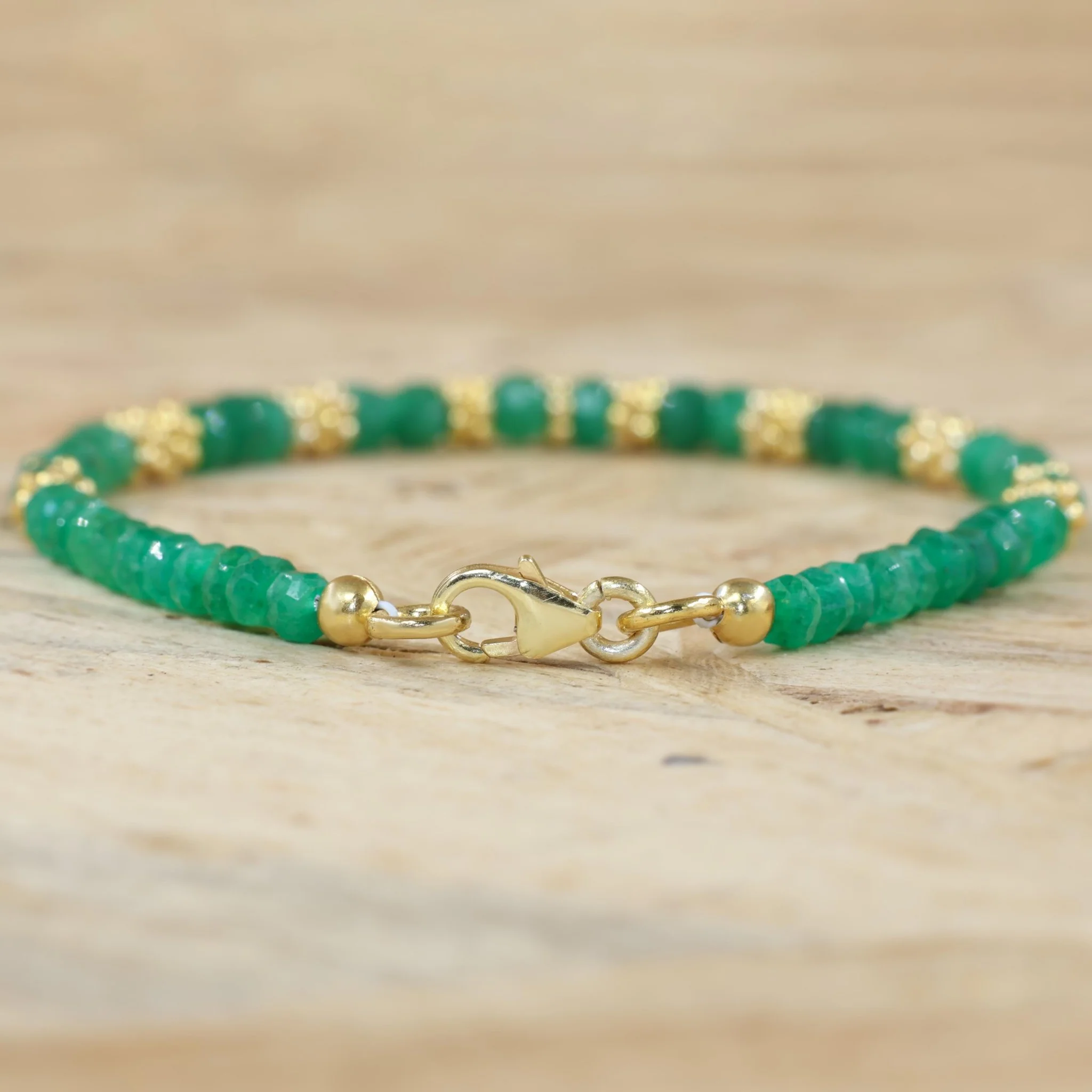 Natural Emerald Gemstone Separator Beaded Bracelet - Image 3