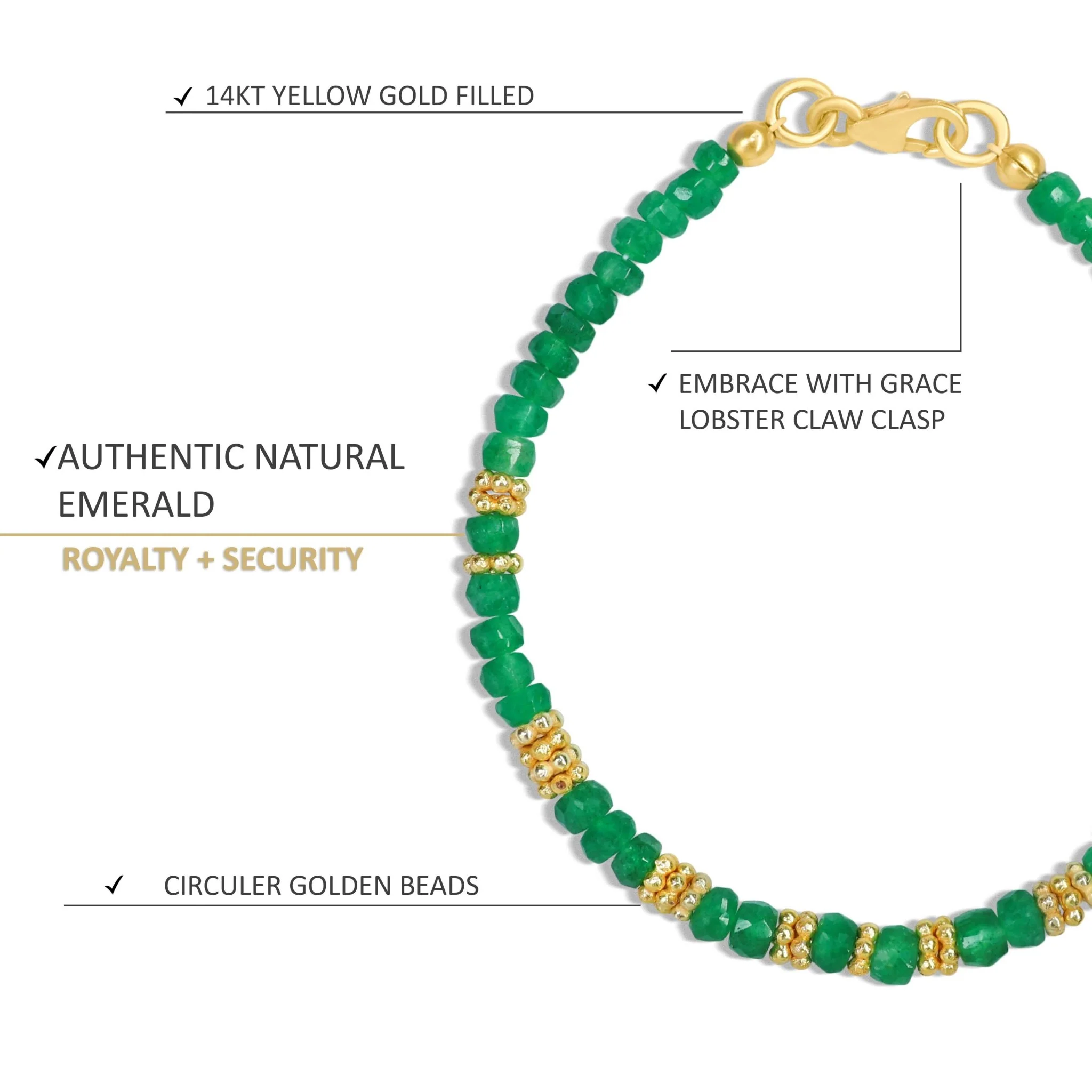 Natural Emerald Gemstone Separator Beaded Bracelet - Image 4