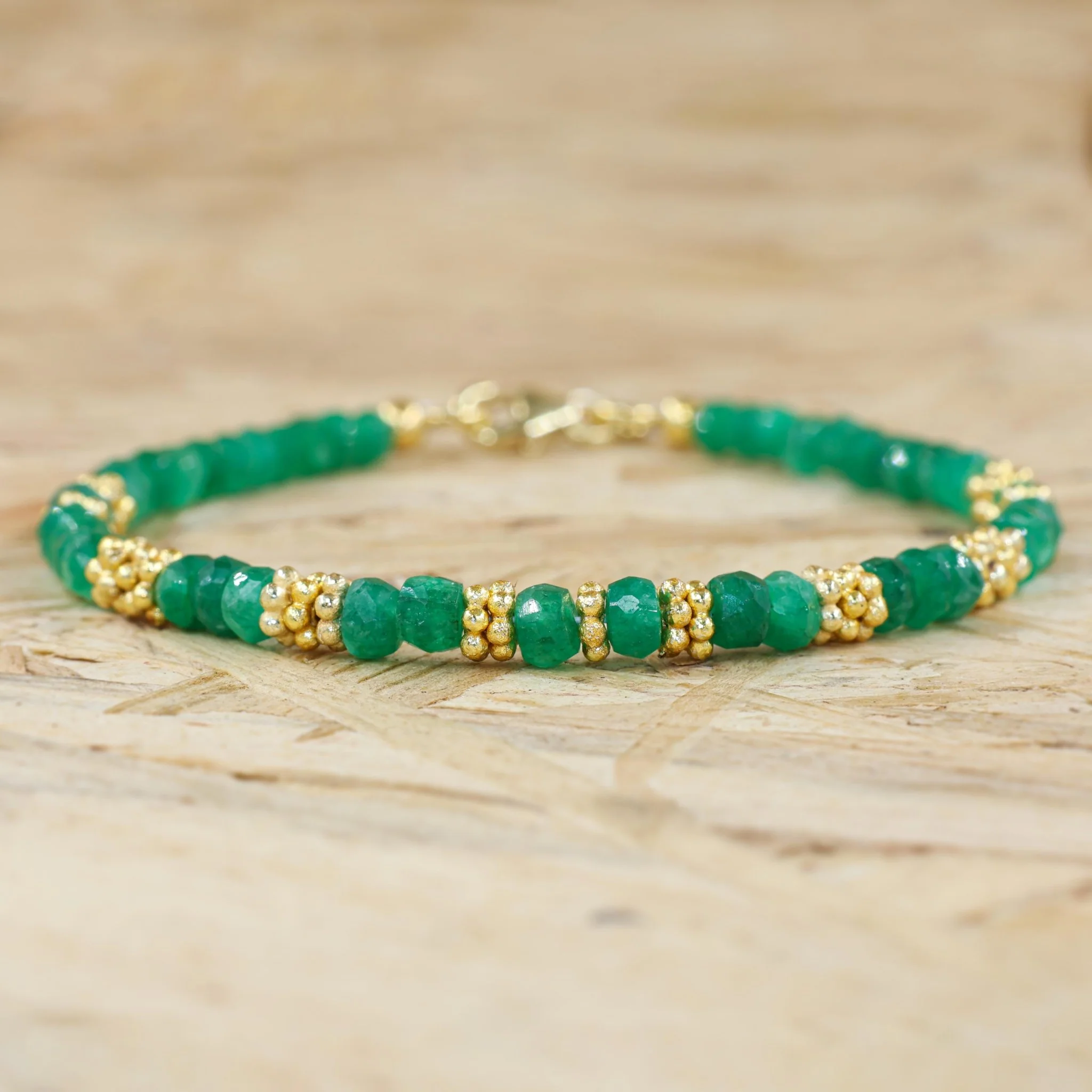 Natural Emerald Gemstone Separator Beaded Bracelet - Image 6