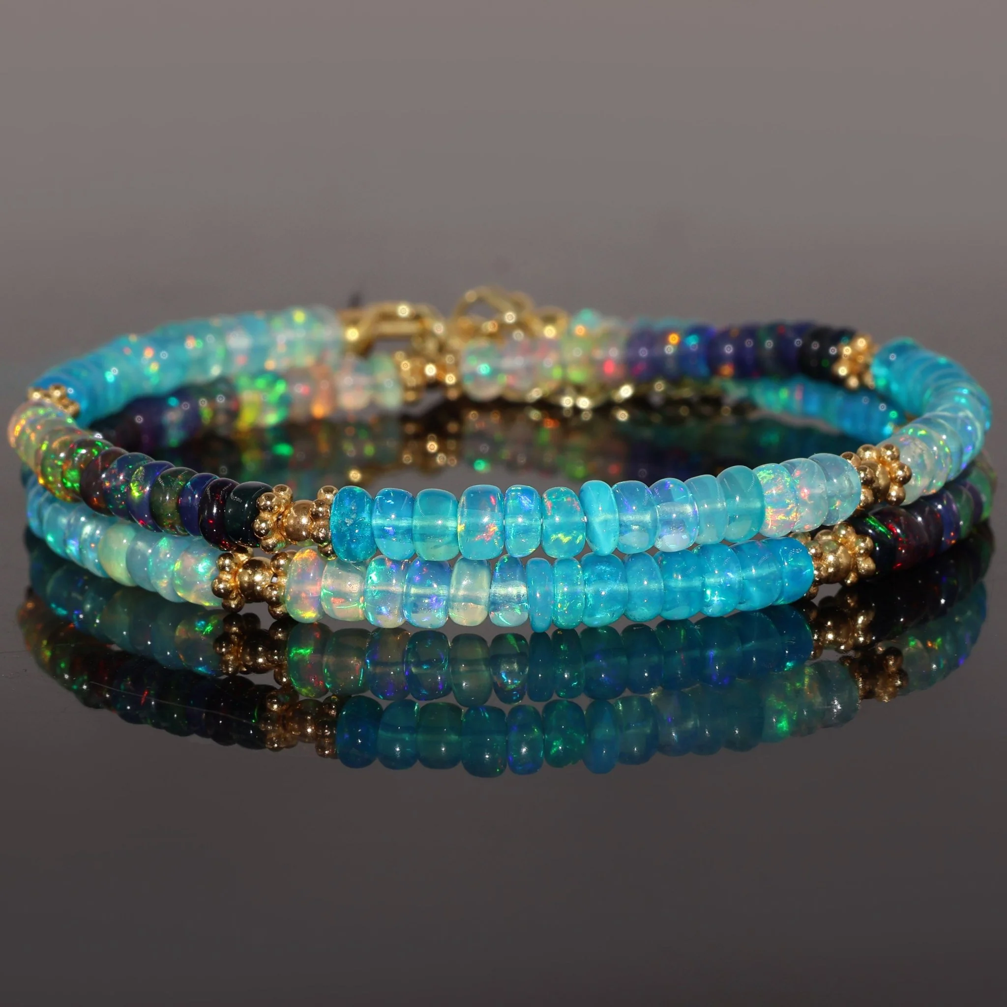 Natural Fire Multi Opal Beaded Necklace - Image 3