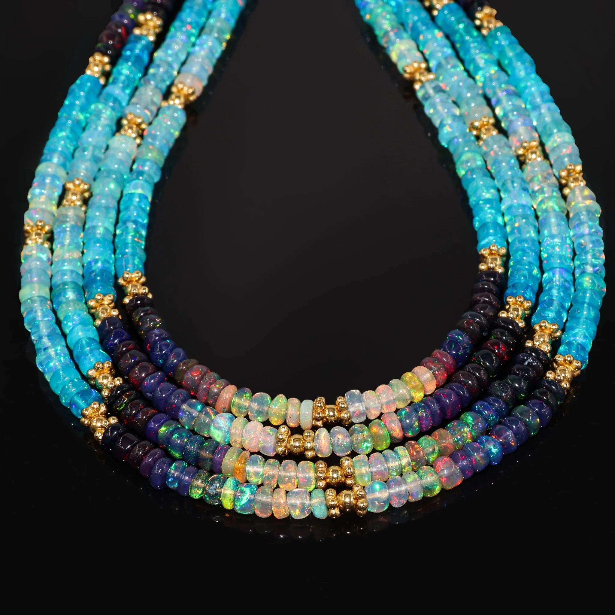 Natural Fire Multi Opal Beaded Necklace - Image 5