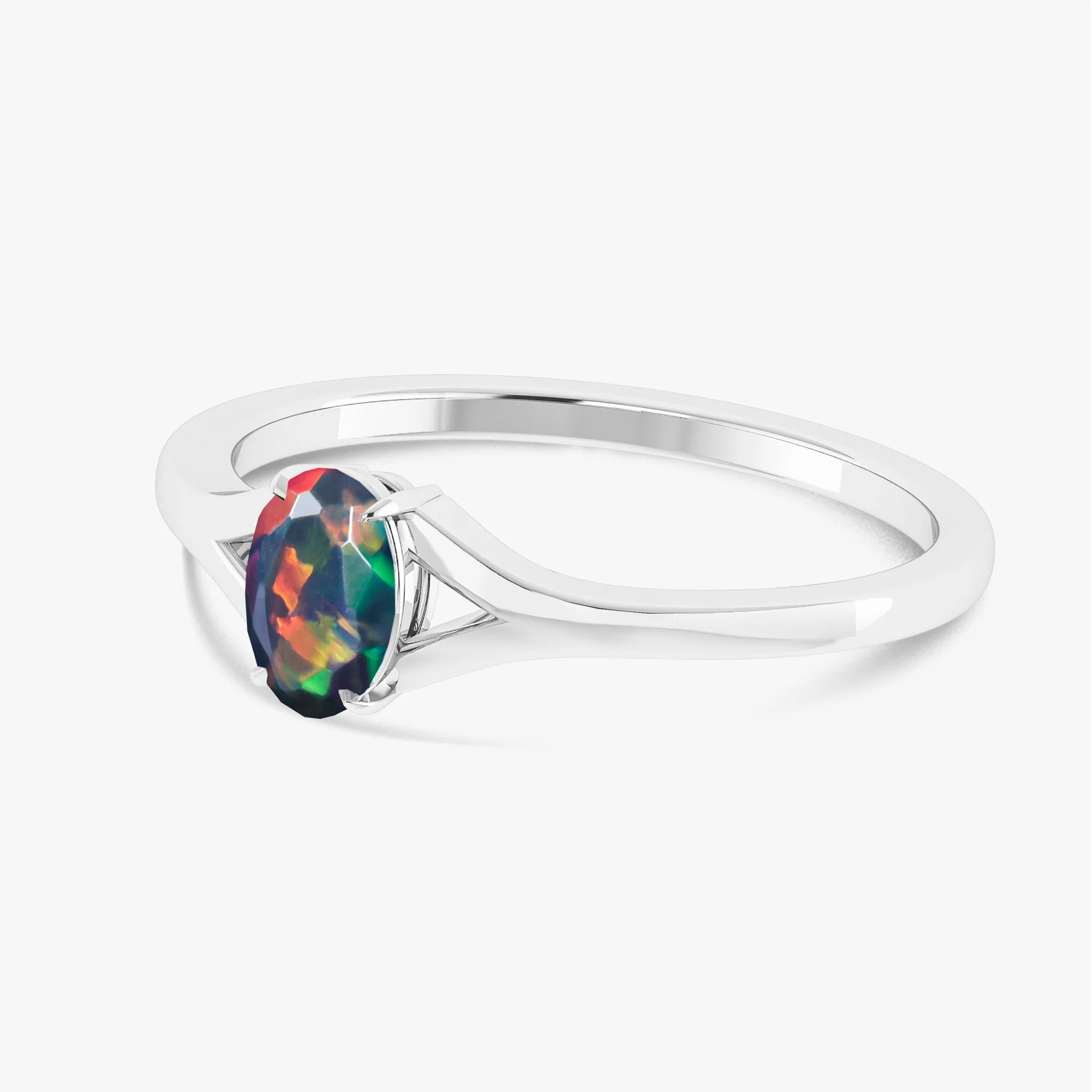 Natural Fire Oval Faceted Opal Ring - Image 5