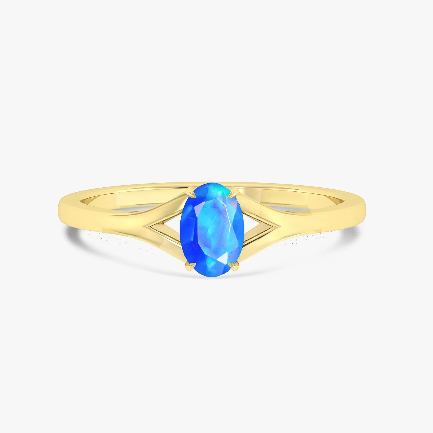 Natural Fire Oval Faceted Opal Ring - Image 7